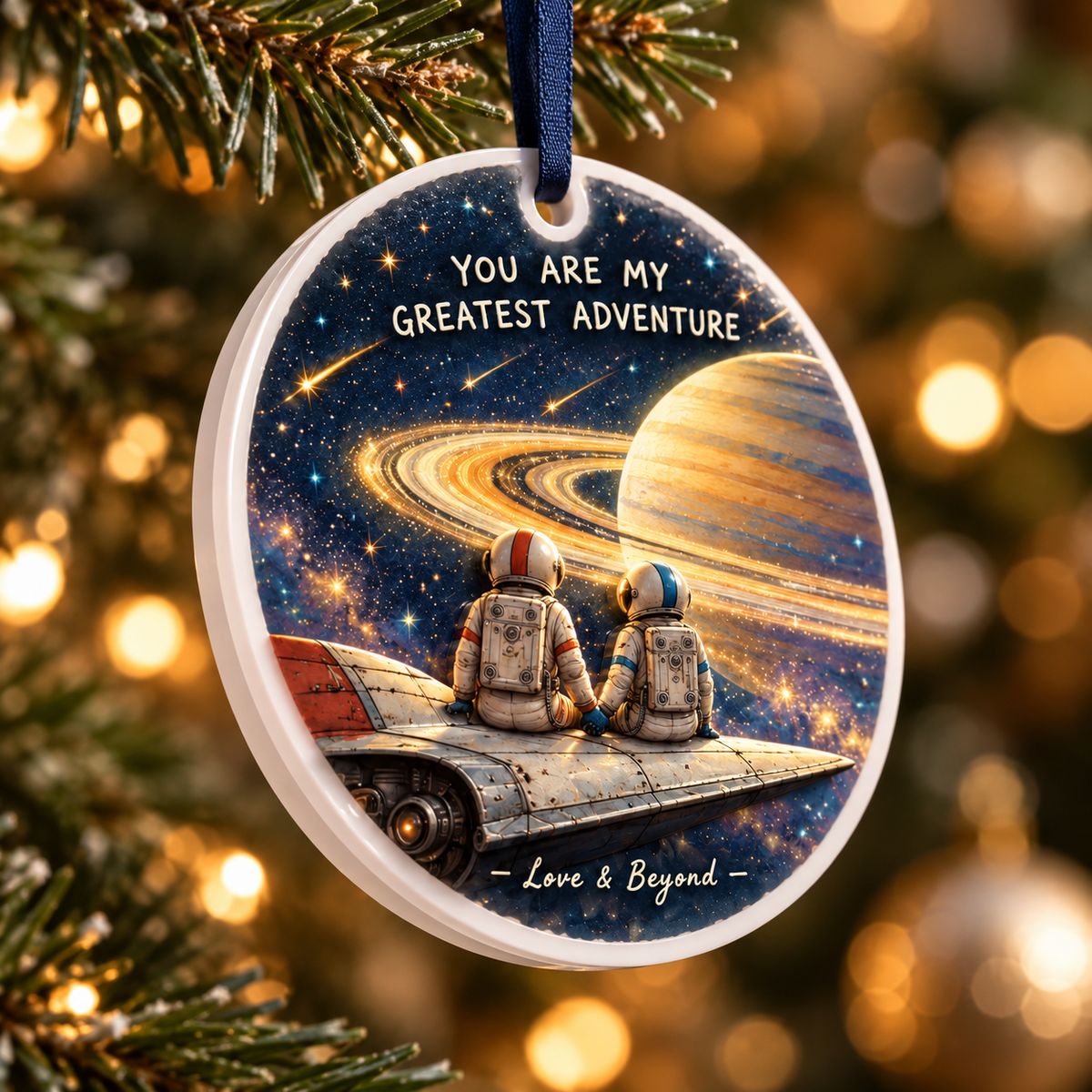 Astronaut Couple You Are My Greatest Adventure Ceramic Disc - 3D Relief Ornament