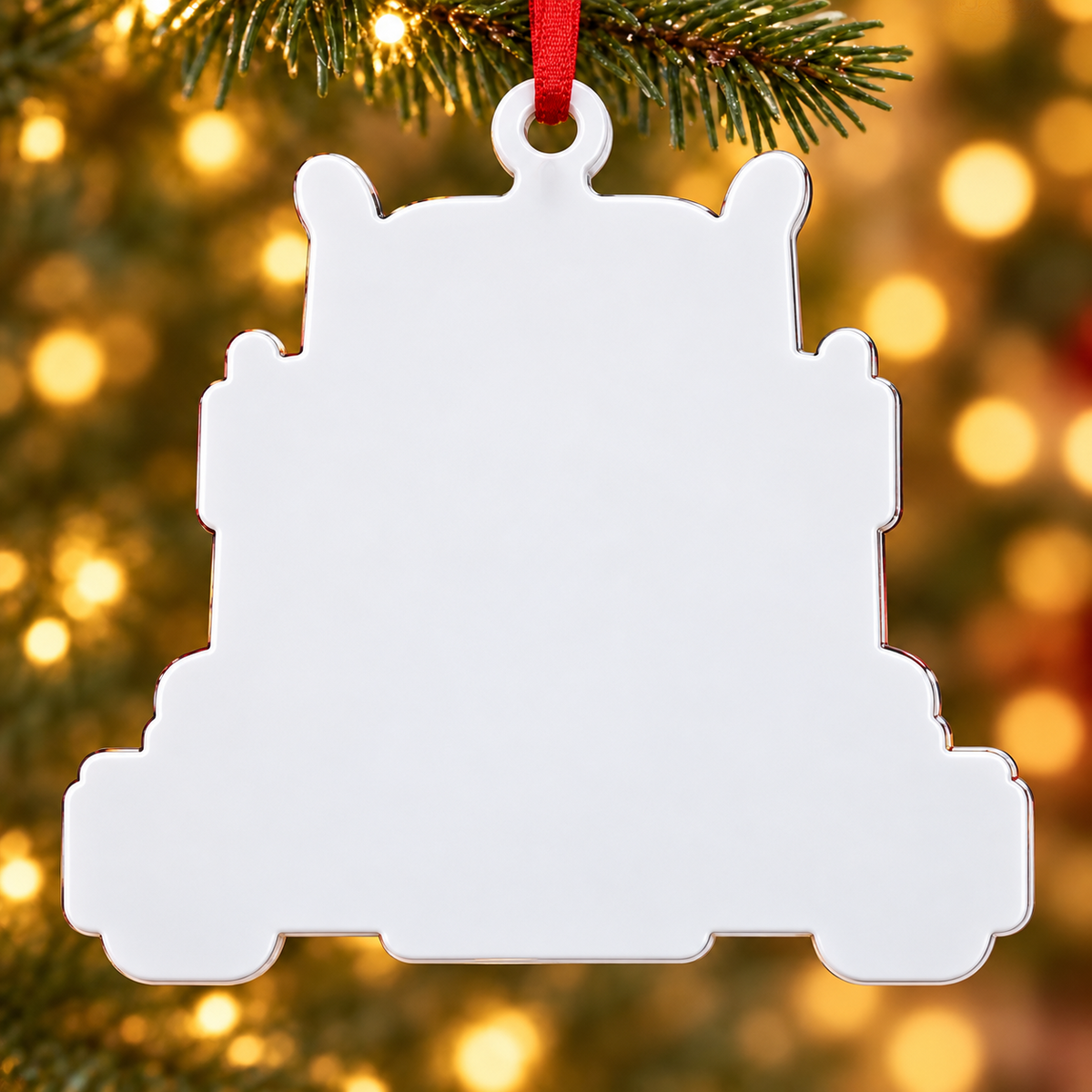 Red Semi Truck Female Driver Holiday Acrylic Tree Hanging - 3D Relief Ornament