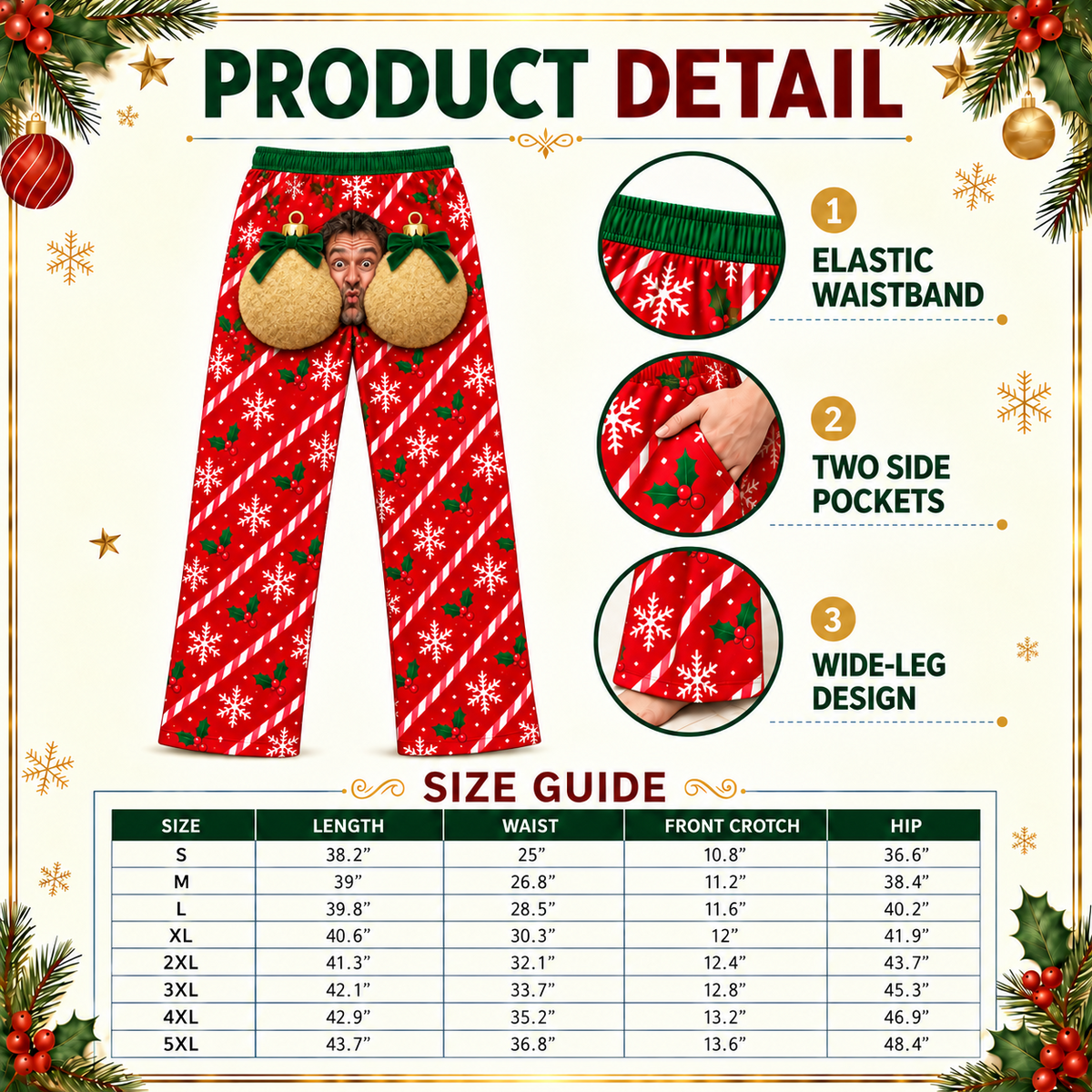 Men's Christmas Pajama Pants Novelty Holiday Printed Loungewear