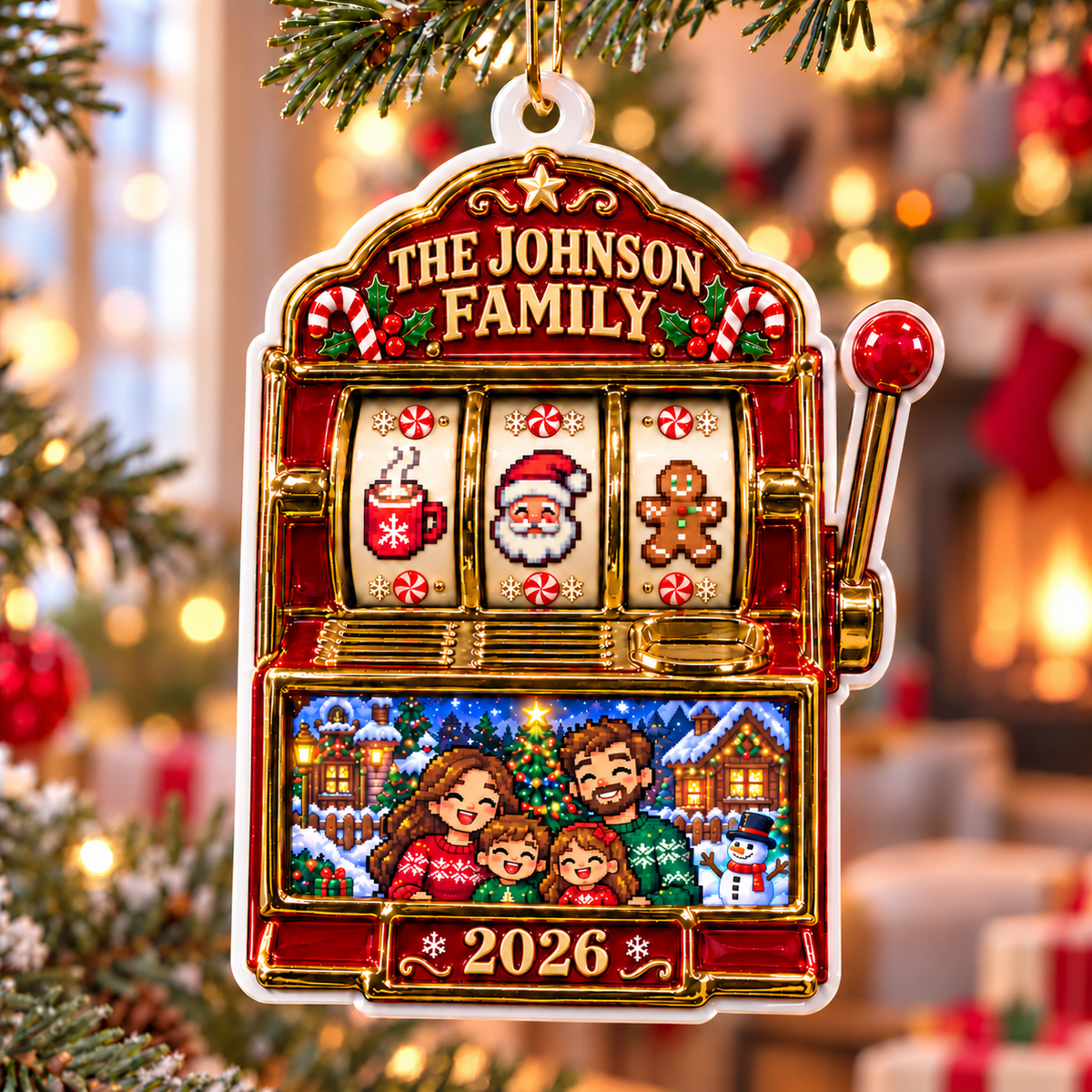 Christmas Slot Machine Family Holiday Keepsake Hanging Holiday Decoration - 3D Relief Ornament