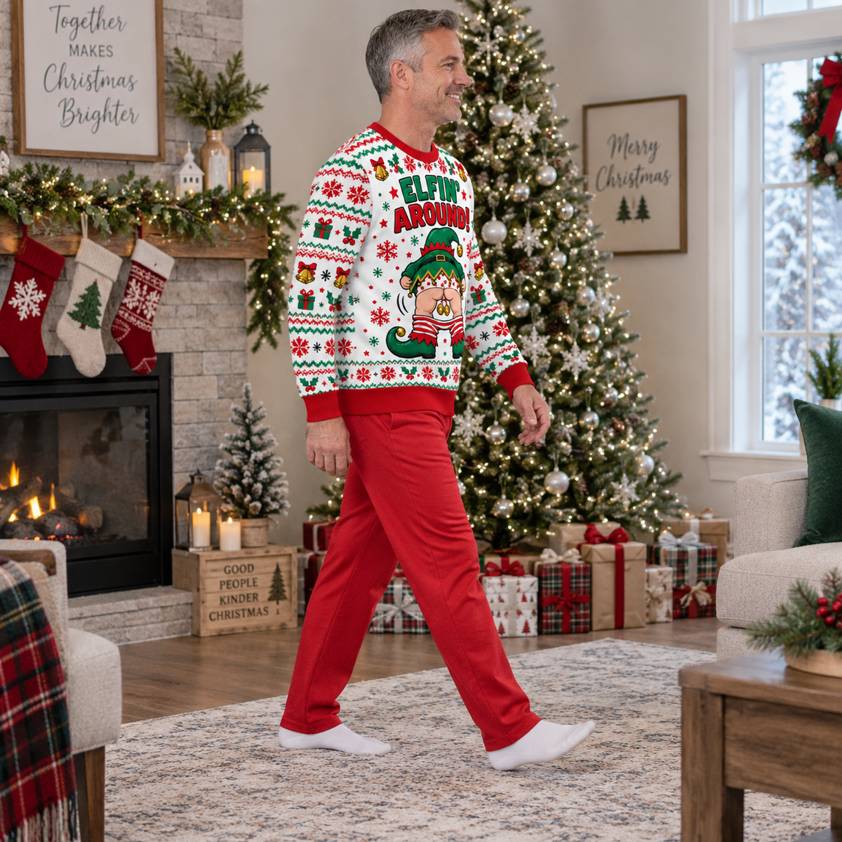 Funny Christmas Sweatshirt Cheeky Jingle Bell Holiday Graphic Crewneck