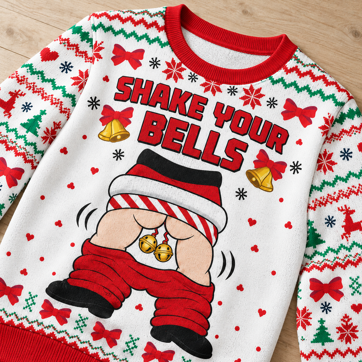 Funny Christmas Sweatshirt Cheeky Jingle Bell Holiday Graphic Crewneck