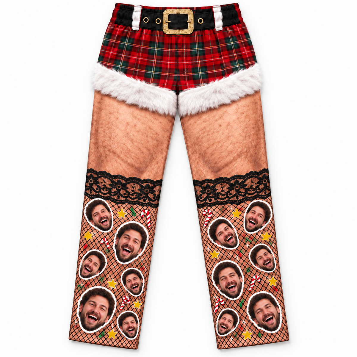 Christmas Pajama Pants Hairy Leg Graphic Holiday Lounge Trousers