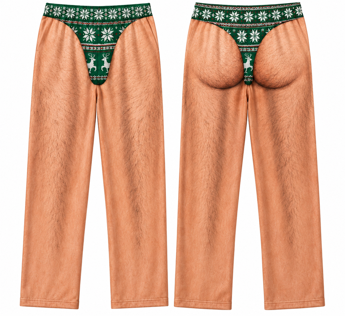 Novelty Pajama Pants Hairy Leg Christmas Thong Print Loungewear