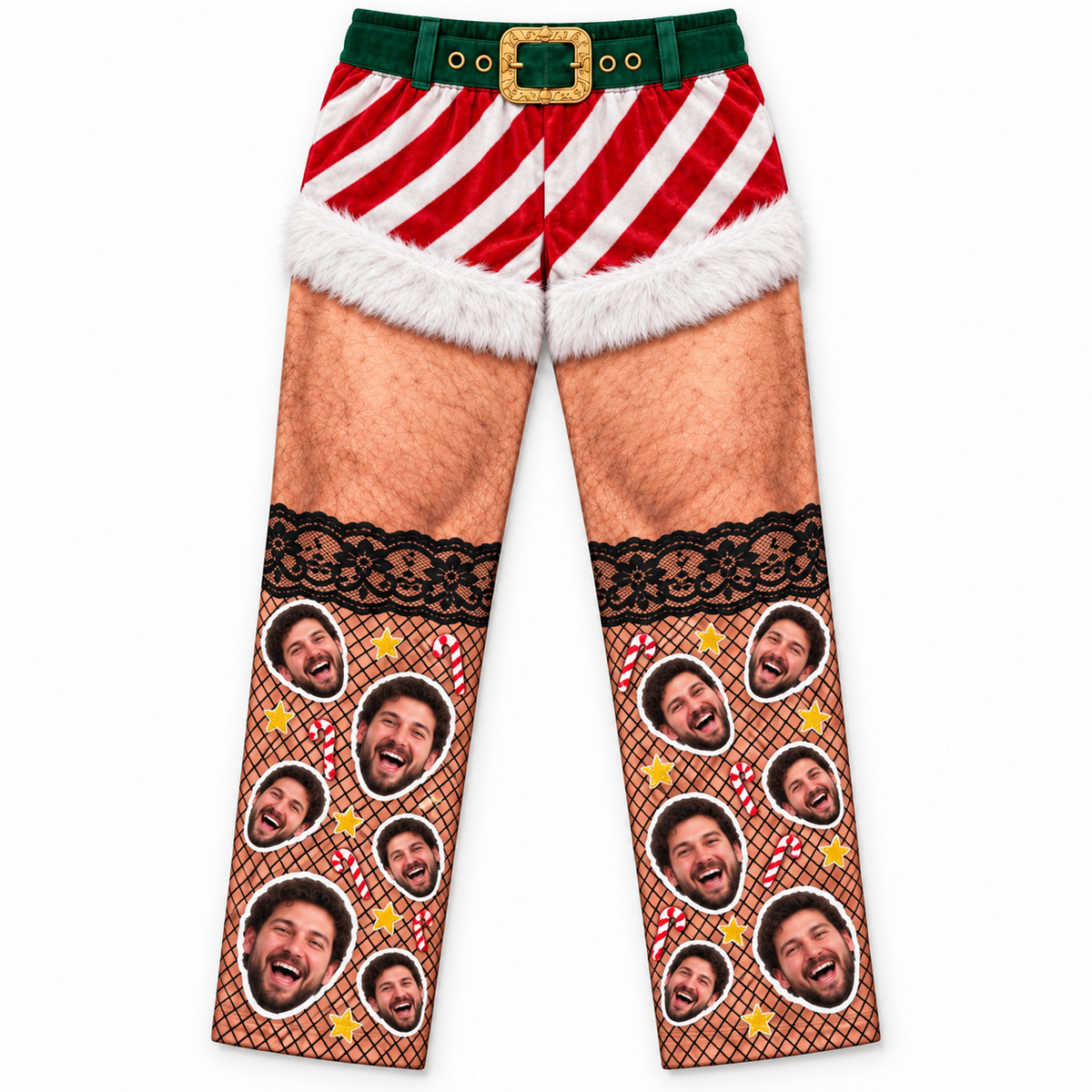 Christmas Pajama Pants Hairy Leg Graphic Holiday Lounge Trousers