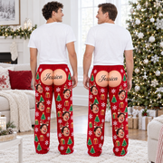 Mens Christmas Pajama Pants Red Holiday Graphic Print Lounge Bottoms