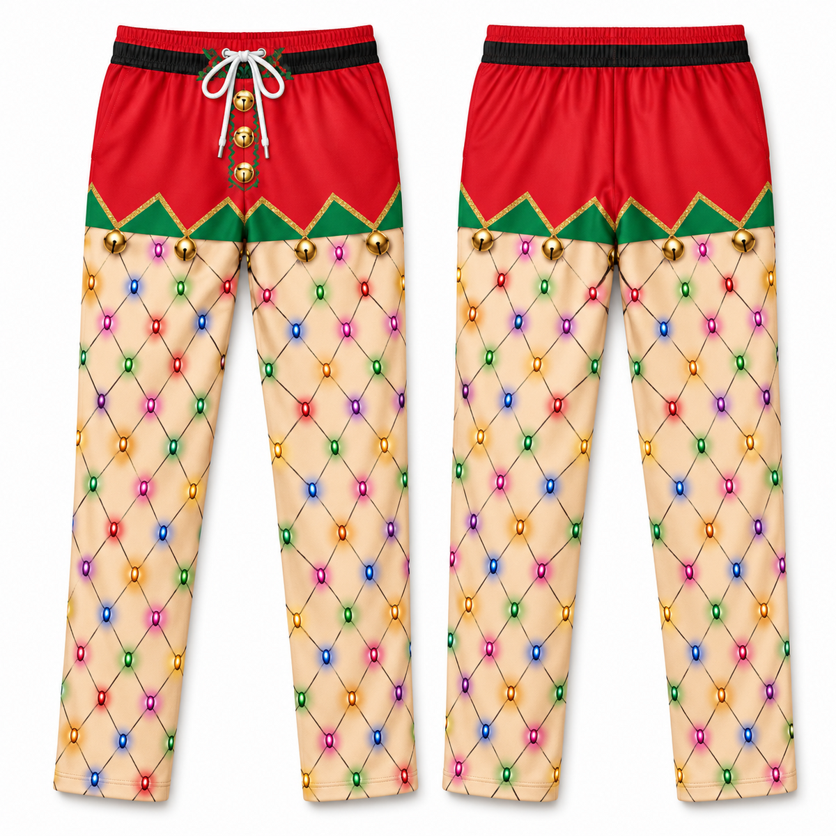 Funny Christmas Pajama Pants String Lights Print Lounge Bottoms