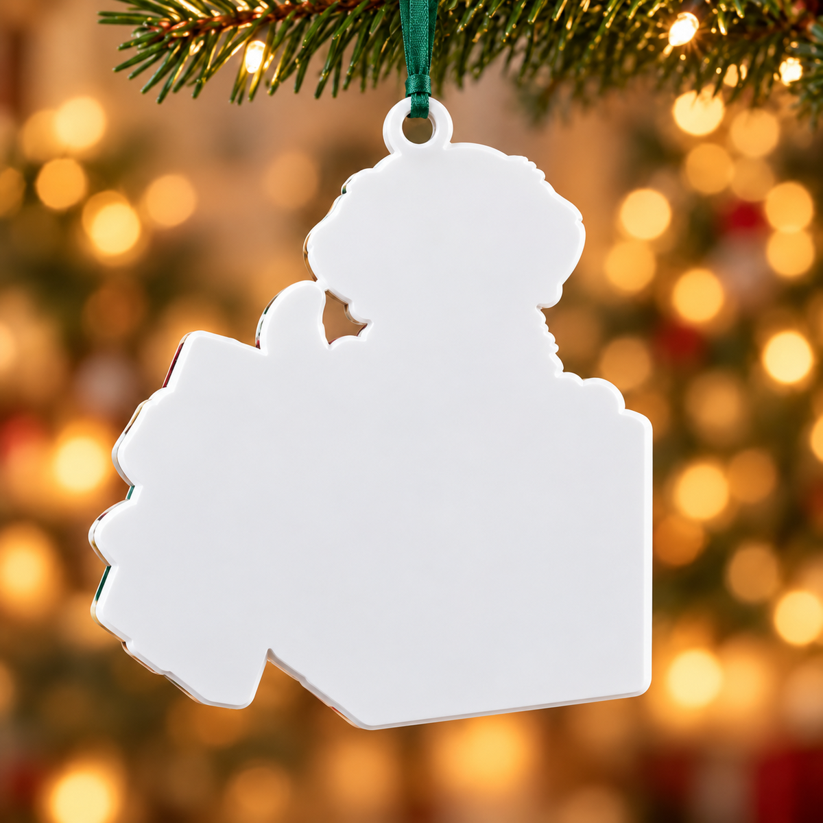 Golden Retriever Puppy in Christmas Gift Box Acrylic Tree Pendant - 3D Relief Ornament