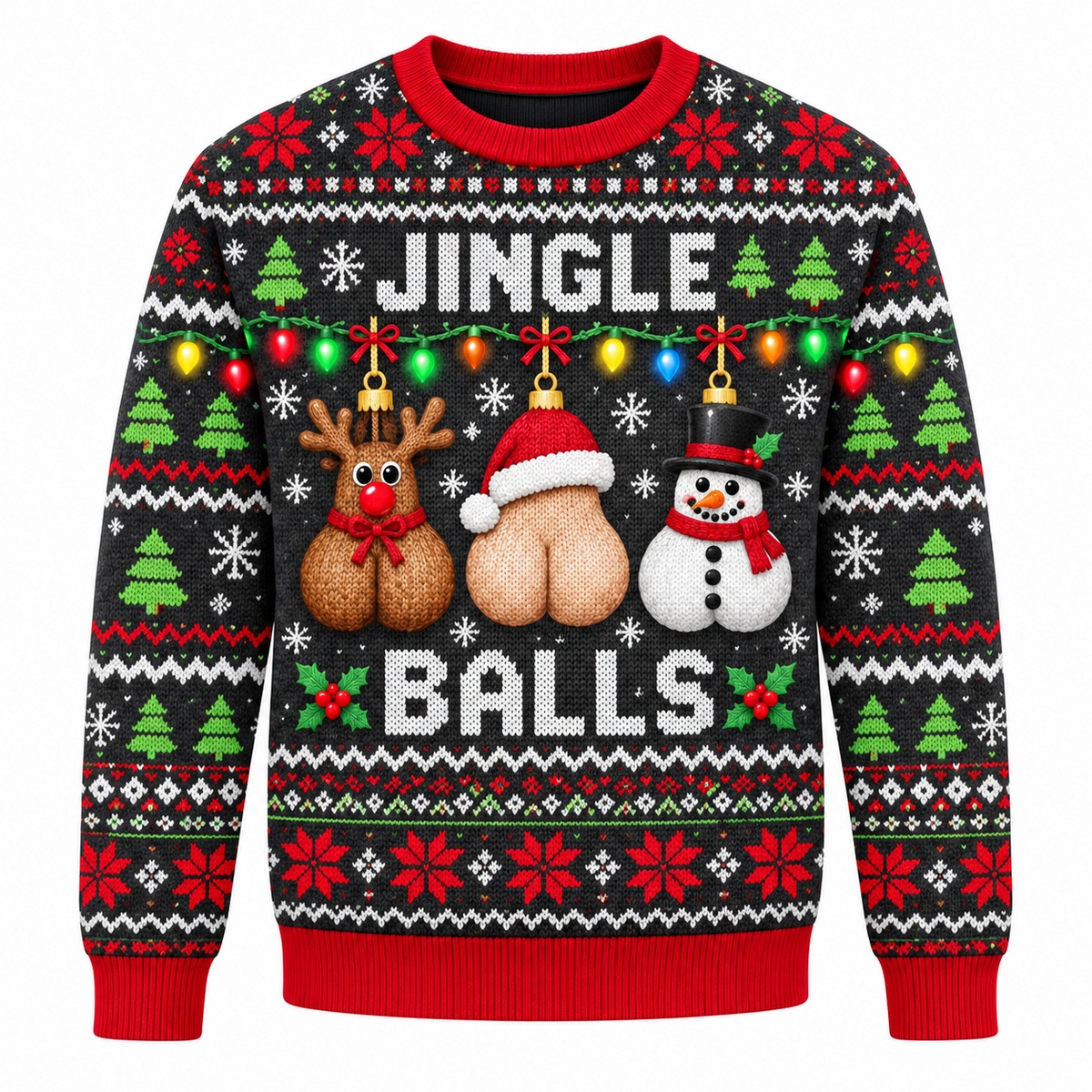 Jingle Balls Ugly Christmas Sweatshirt Funny Adult Holiday Pullover