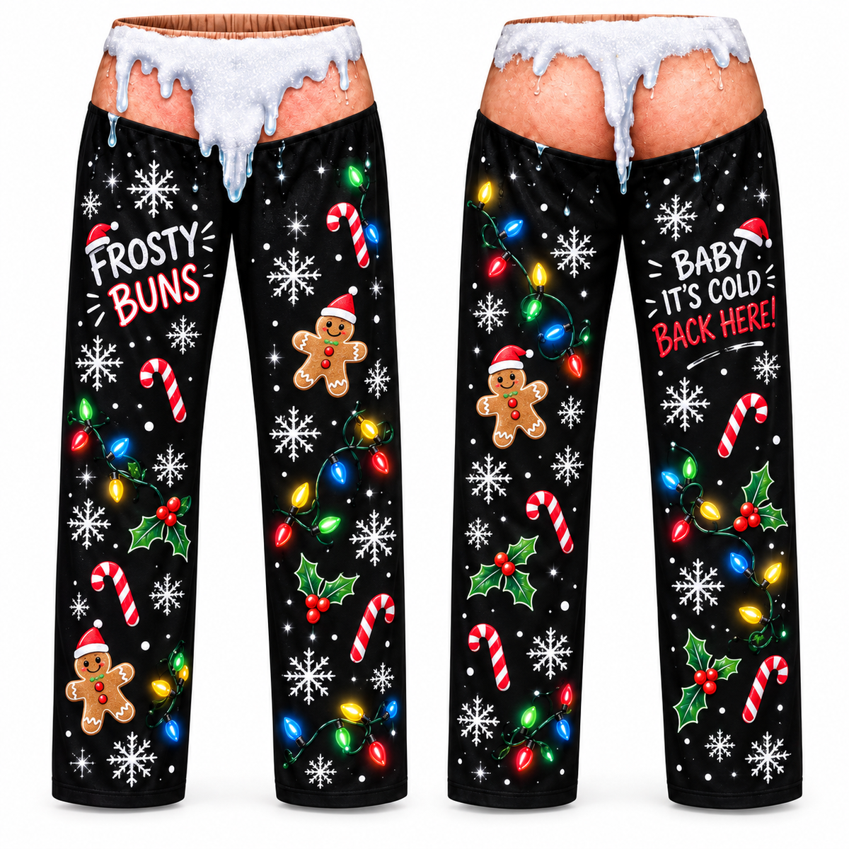 Mens Christmas Pajama Pants Frosty Buns Novelty Holiday Lounge Bottoms