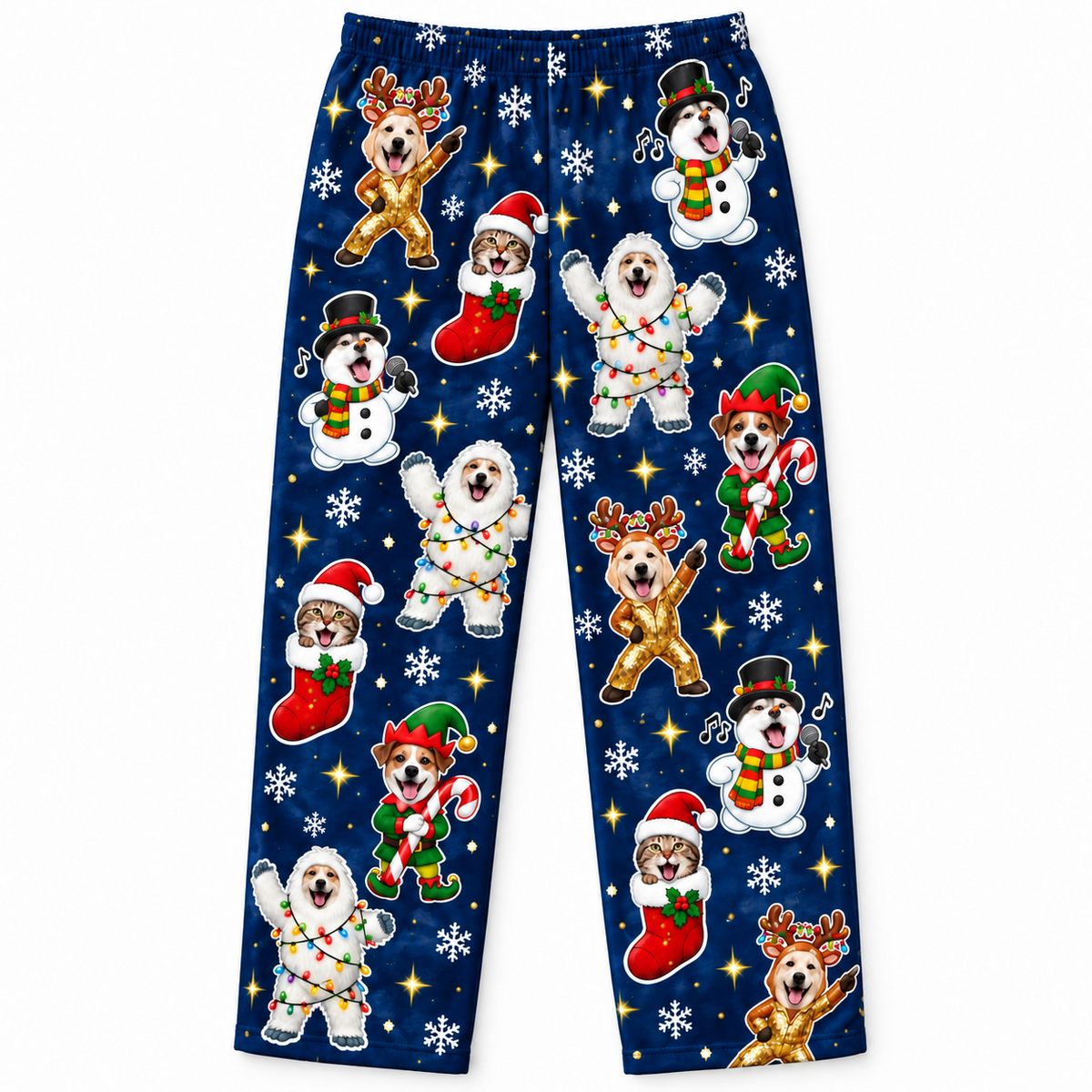 Christmas Pajama Pants Dog Pattern Holiday Loungewear Trousers