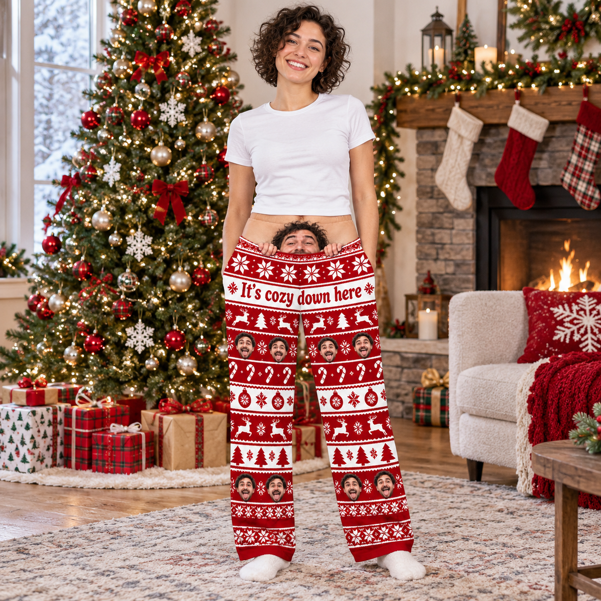 Christmas Pajama Pants Printed Holiday Fair Isle Lounge Sleepwear