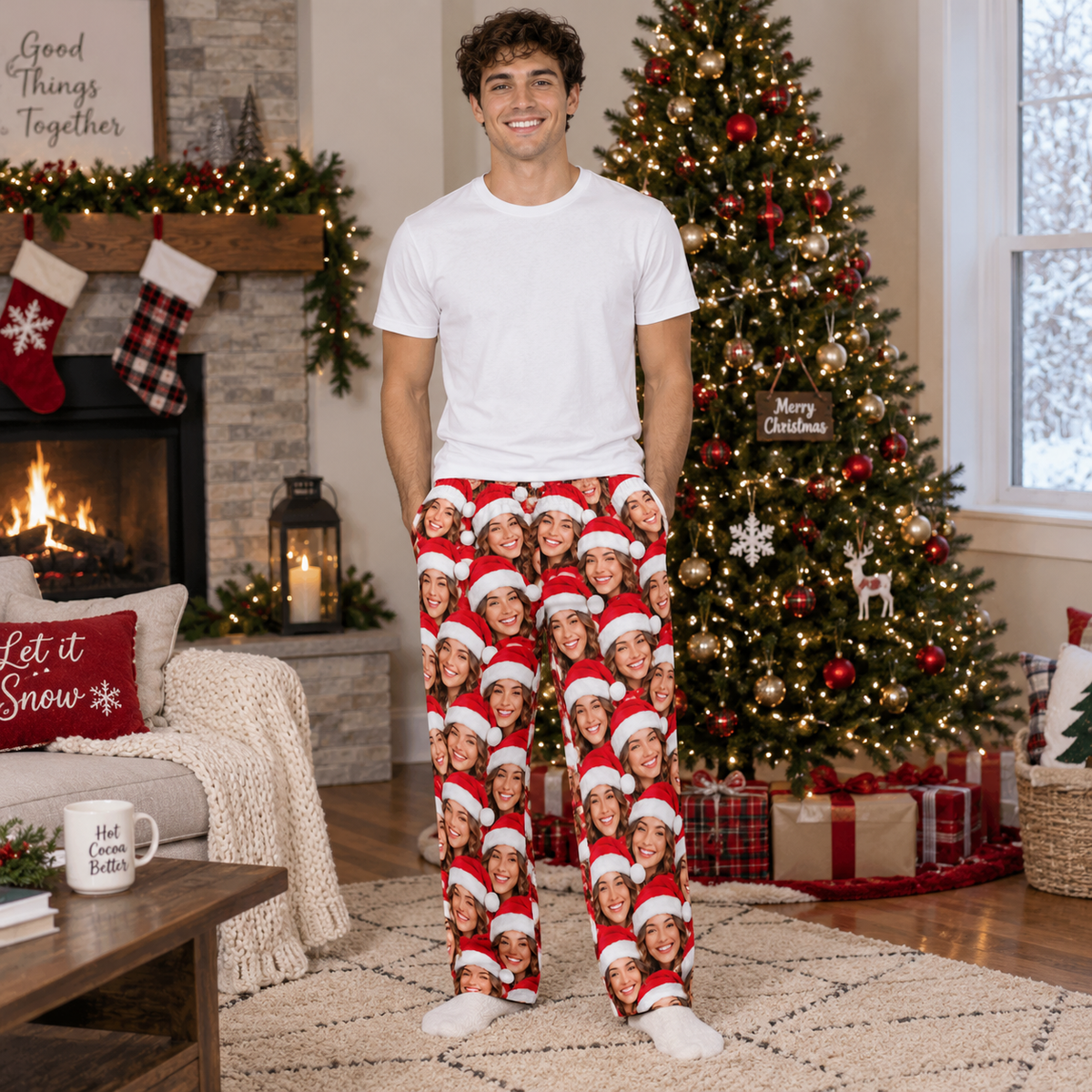 Christmas Pajama Pants Mens Festive Holiday Pattern Sleep Loungewear