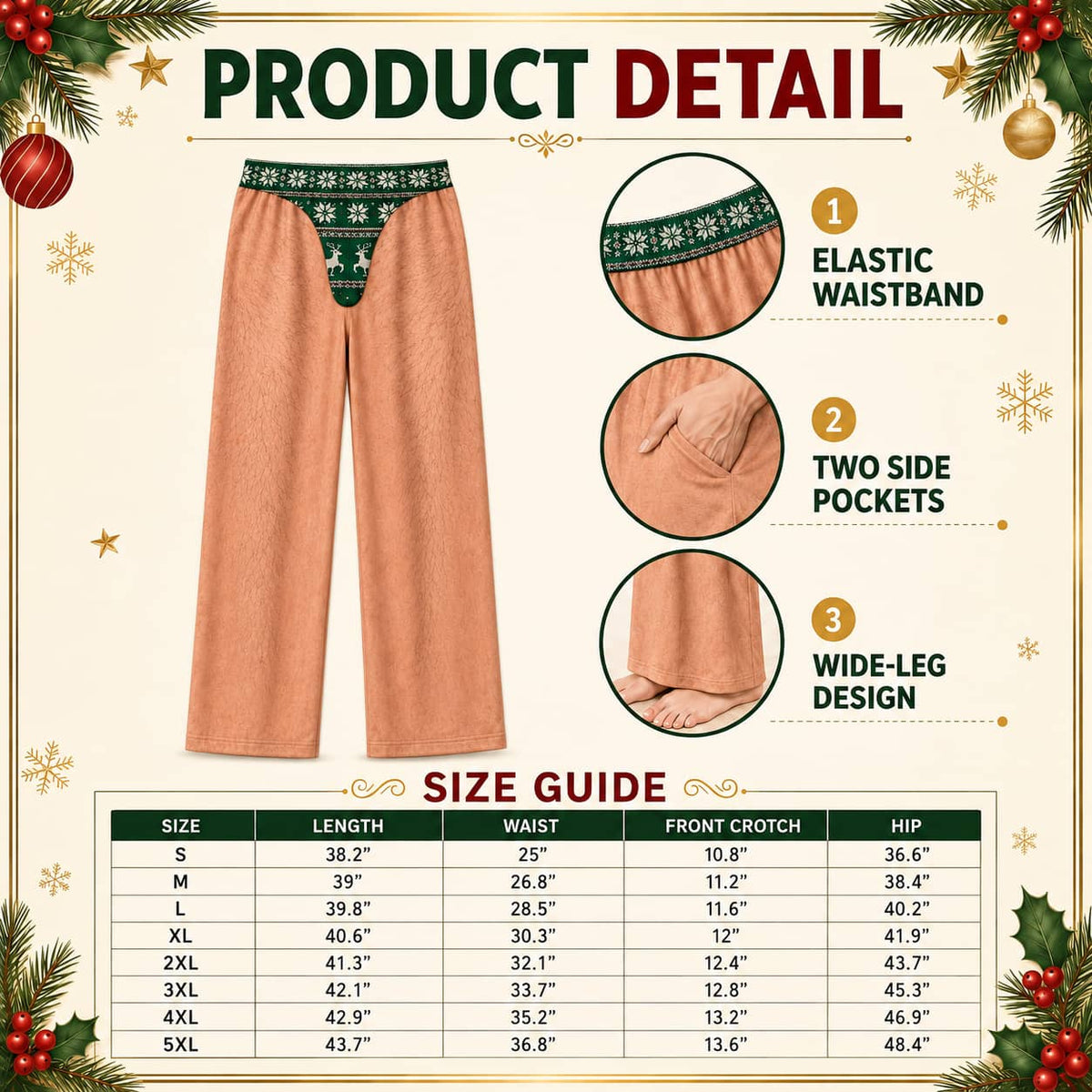 Novelty Pajama Pants Hairy Leg Christmas Thong Print Loungewear