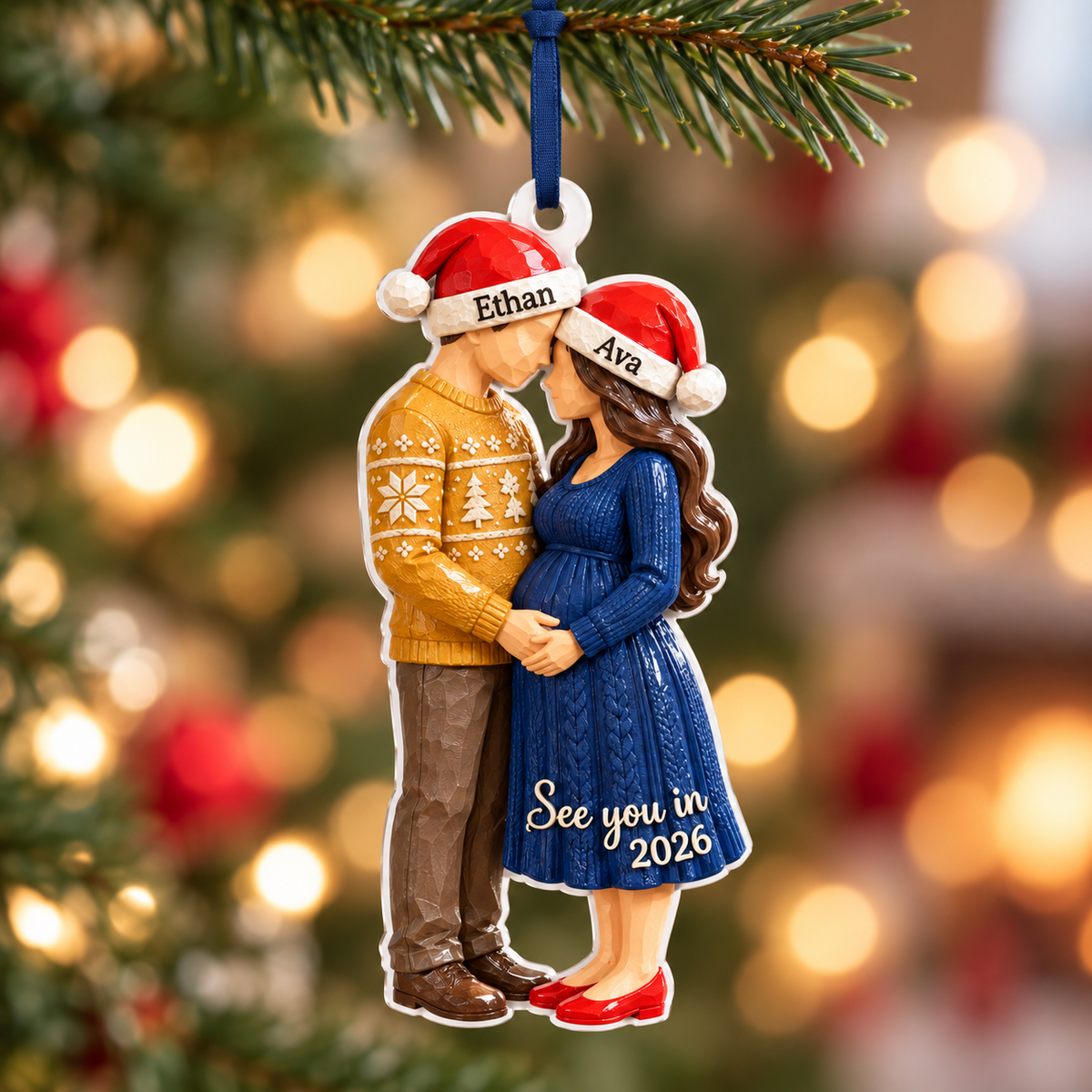 Expecting Parents Pregnancy Announcement Christmas Tree Keepsake - 3D Relief Ornament