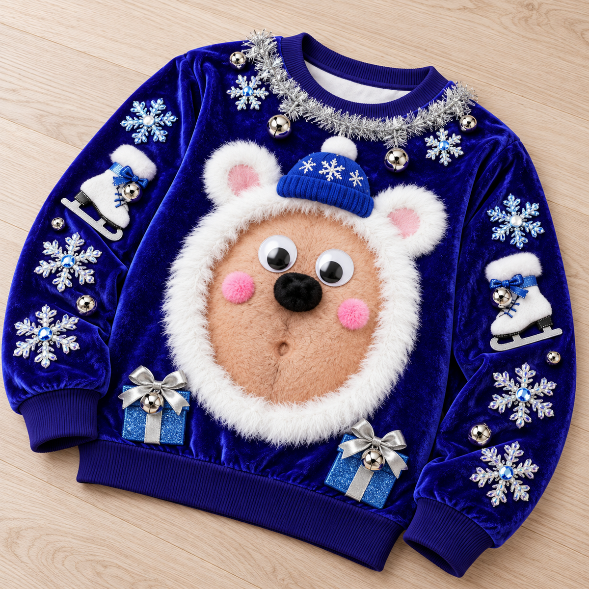 Funny Christmas Sweatshirt Hairy Belly Graphic Ugly Holiday Pullover