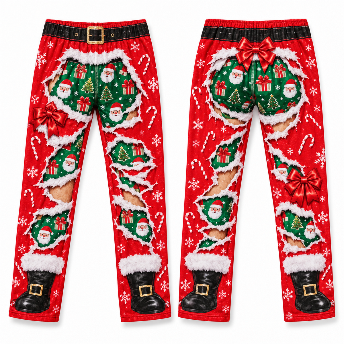 Funny Christmas Pajama Pants Novelty Ripped Graphic Lounge Bottoms
