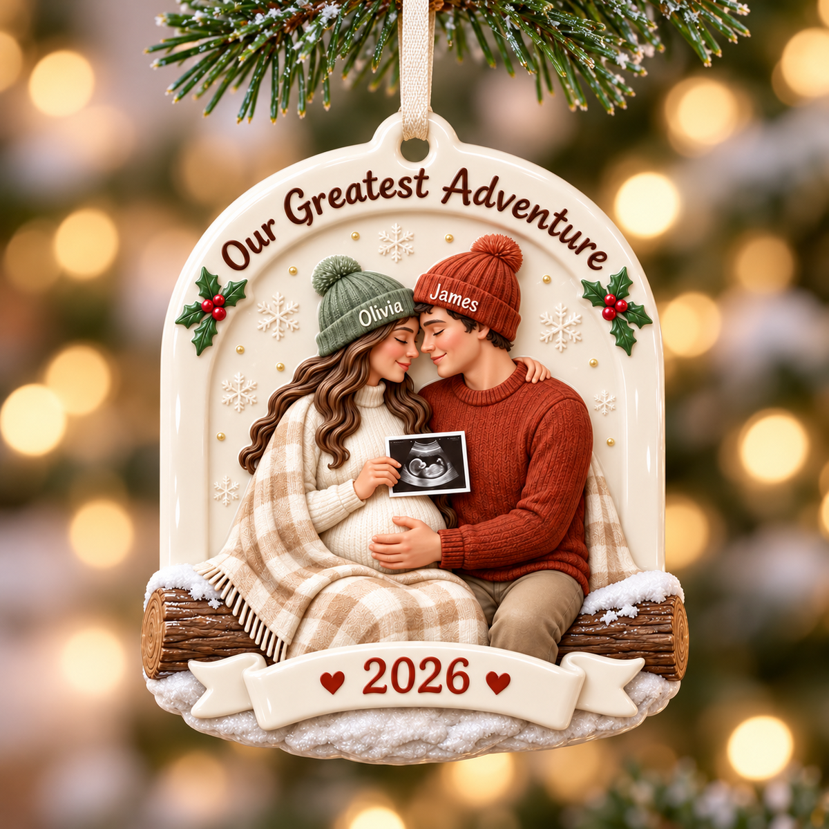 Expecting Parents Ultrasound Sonogram Holiday Keepsake Plaque - 3D Relief Ornament