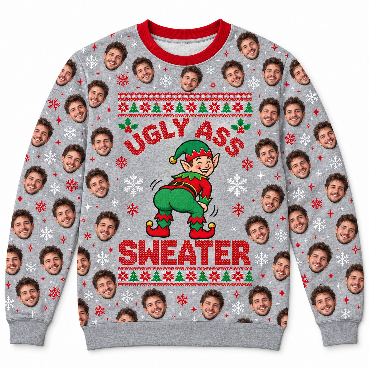 Ugly Ass Christmas Sweatshirt, Funny Butt Graphic Holiday Crewneck