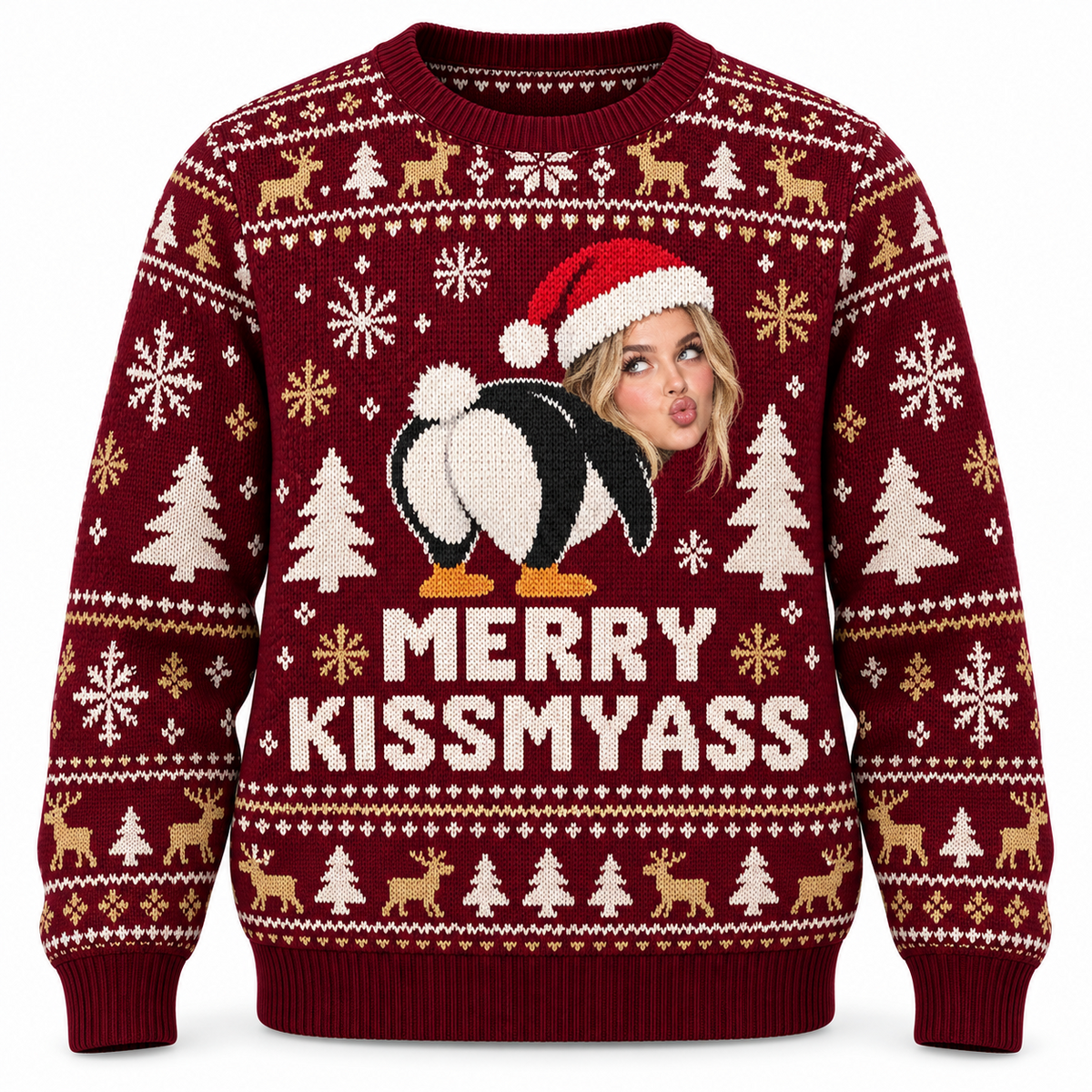 Christmas Sweater Merry Kissmyass Funny Ugly Holiday Pullover