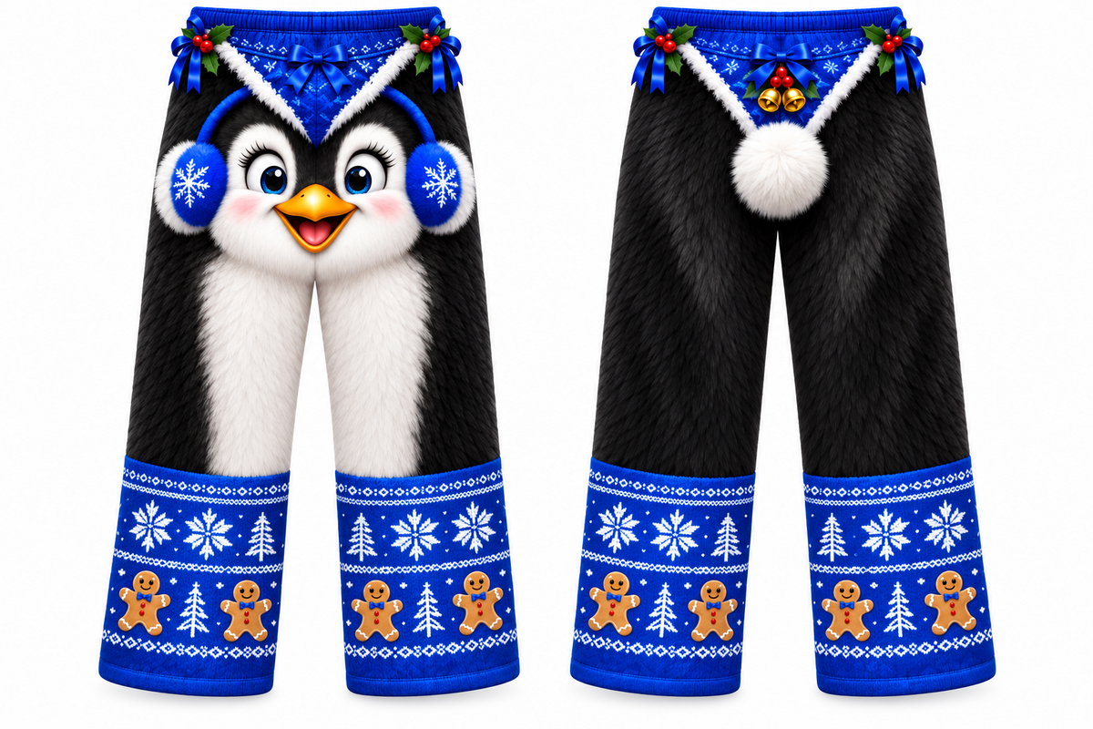 Christmas Animal Pajama Pants, Novelty Fleece Holiday Sleepwear