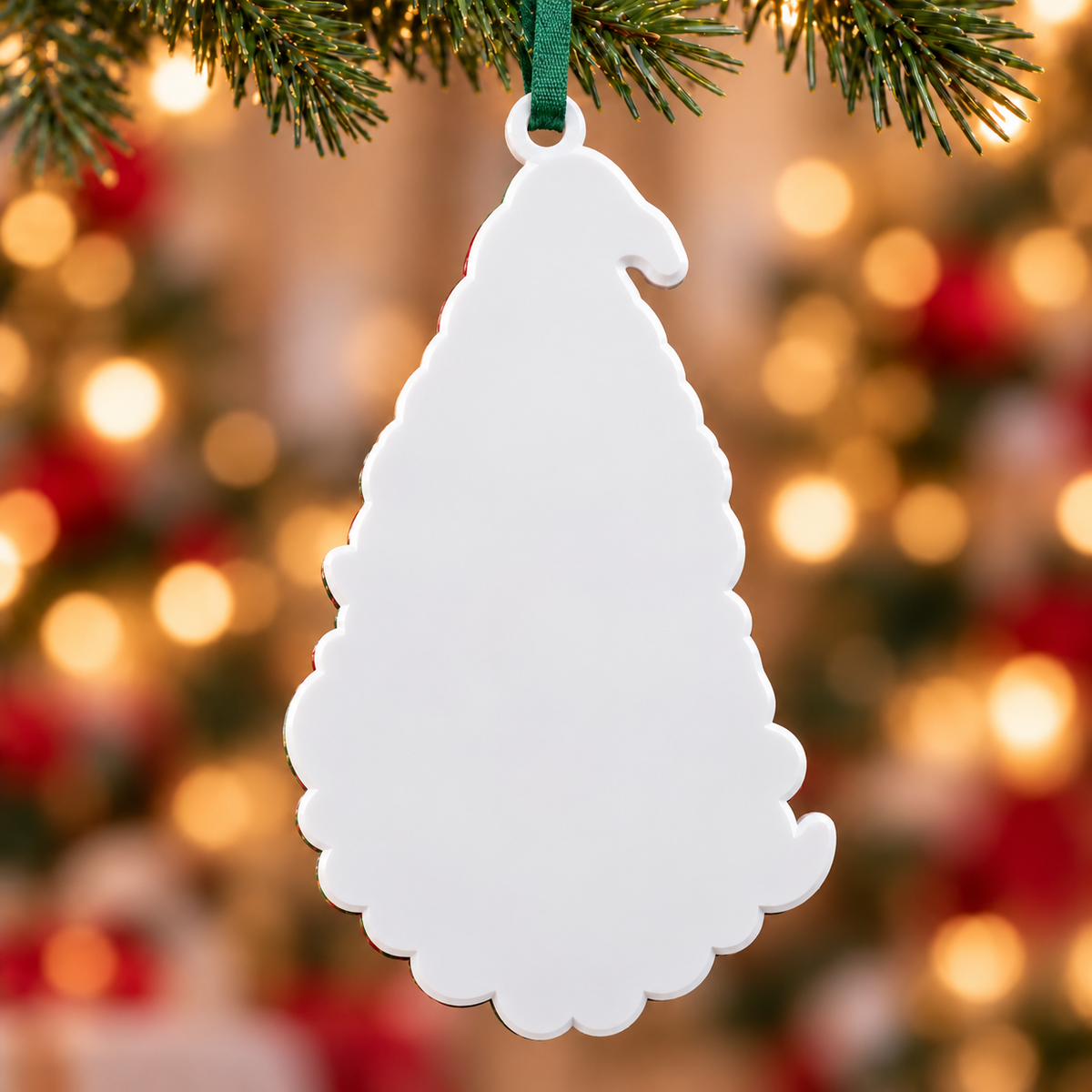 Christmas Gnome with Calico Cat and Beagle Dog Hanging Holiday Decoration - 3D Relief Ornament