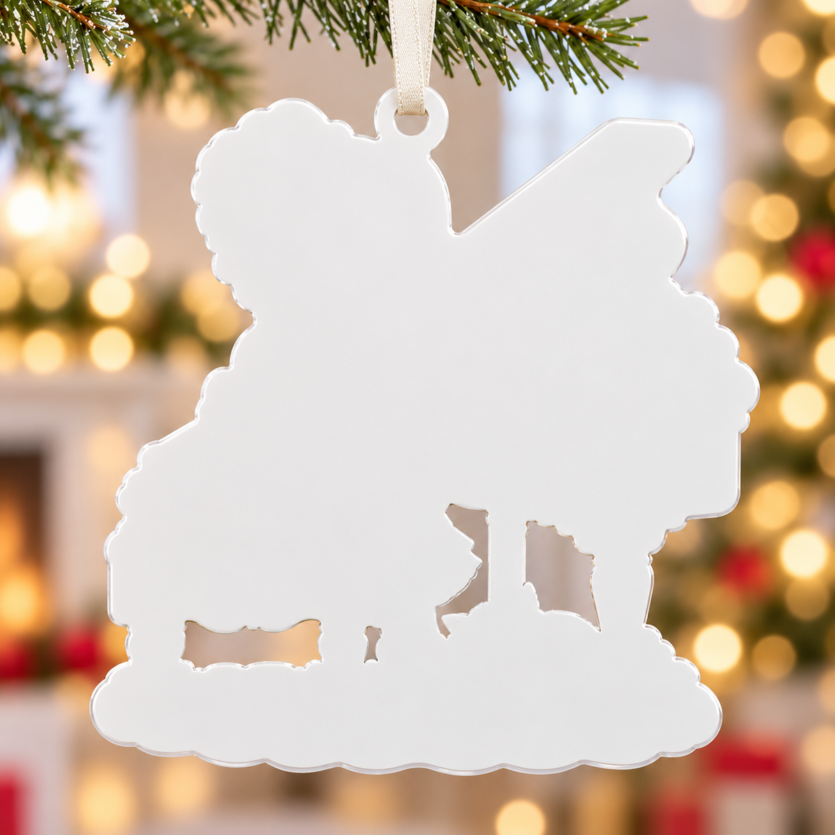Little Girl Playing Grand Piano with Sleeping Cat Acrylic Hanging Keepsake - 3D Relief Ornament