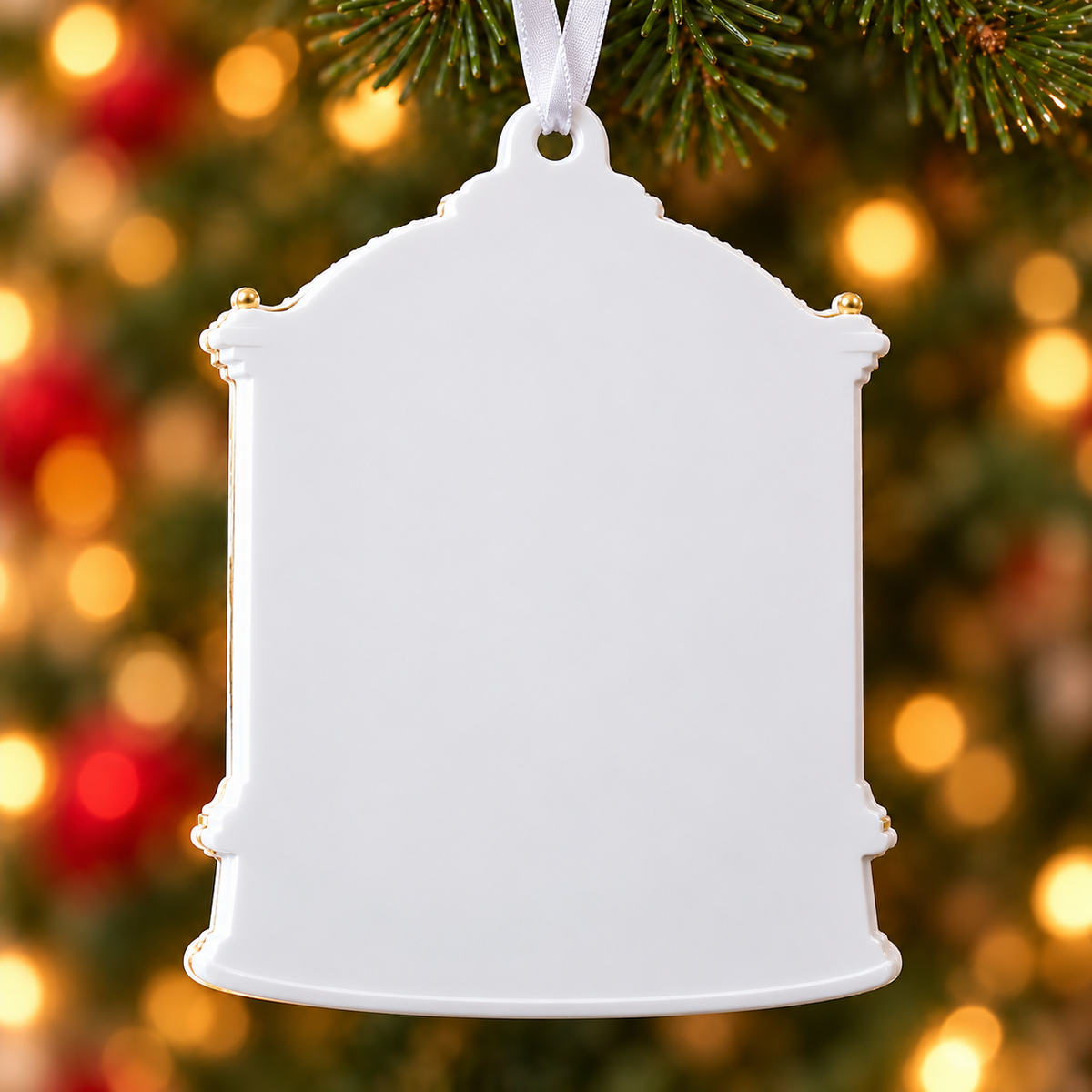 Winter Wedding Couple Mr and Mrs Blue Bell Christmas Tree Keepsake - 3D Relief Ornament