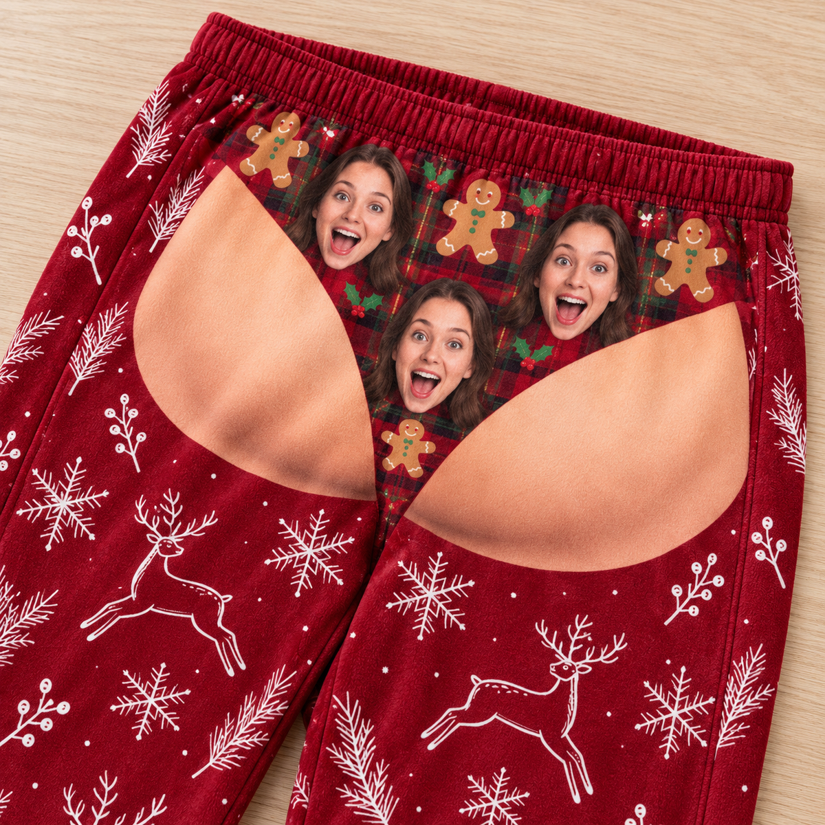 Mens Novelty Christmas Pajama Pants Red Reindeer Gag Sleepwear
