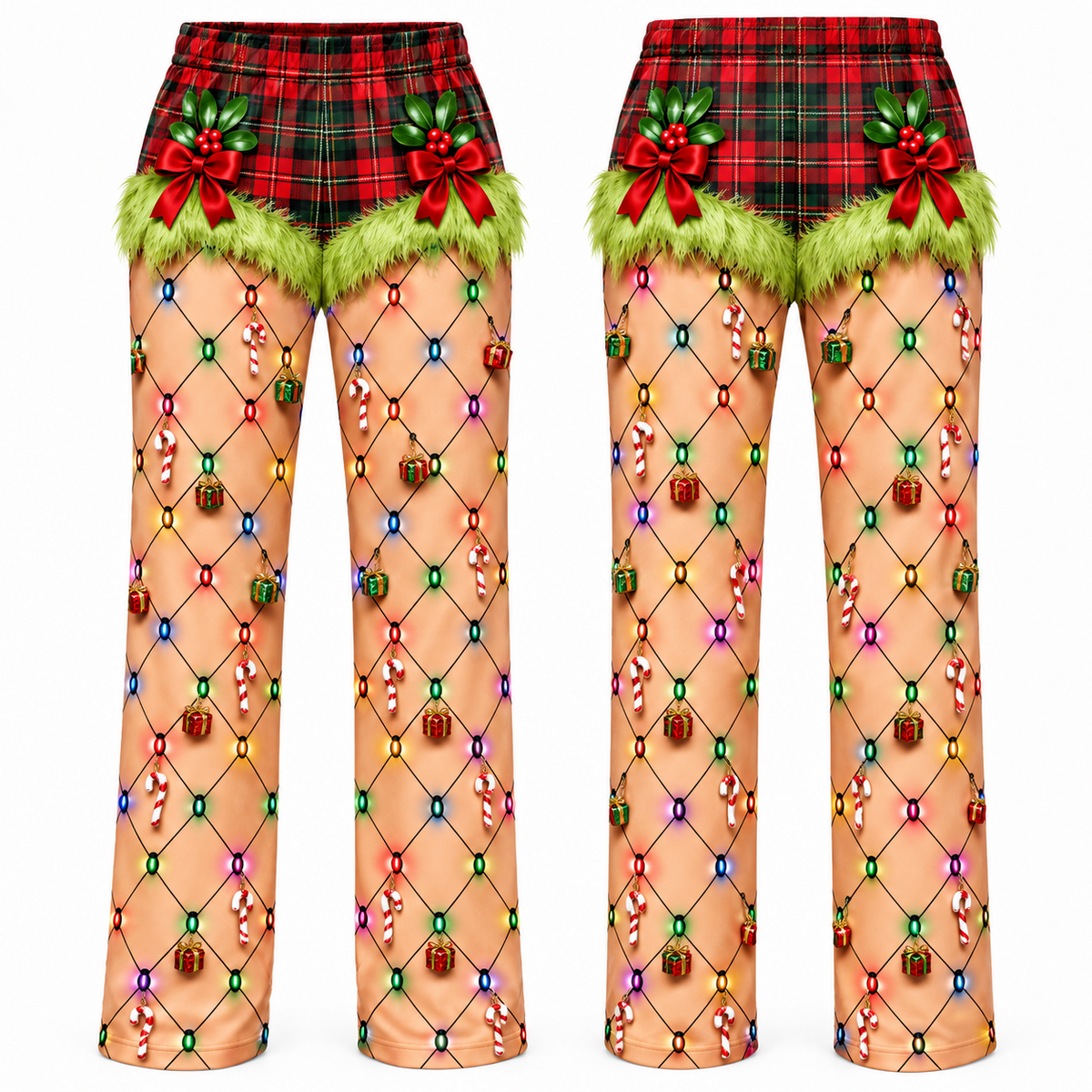 Christmas Pajama Pants Printed Trompe L'Oeil Holiday Lounge Bottoms