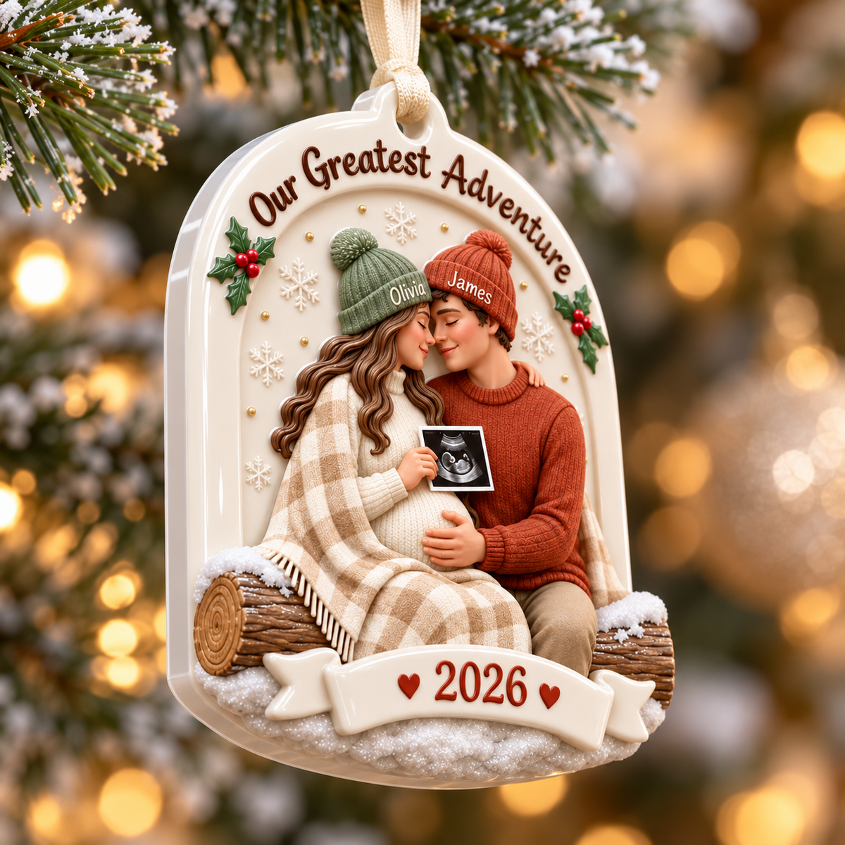 Expecting Parents Ultrasound Sonogram Holiday Keepsake Plaque - 3D Relief Ornament