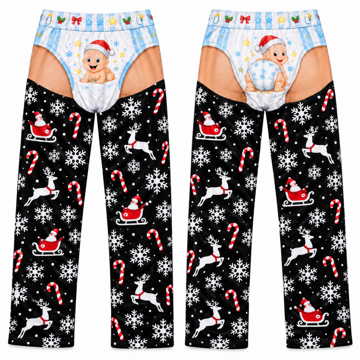 Novelty Christmas Diaper Pajama Pants Men Holiday Loungewear