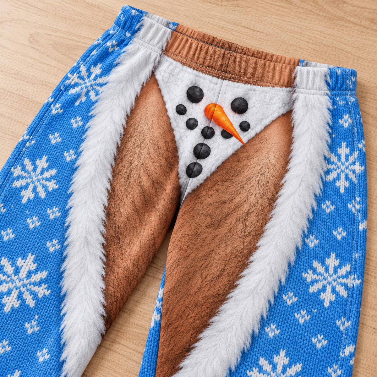 Novelty Christmas Chaps Blue Snowflake Fur Trim Holiday Pants