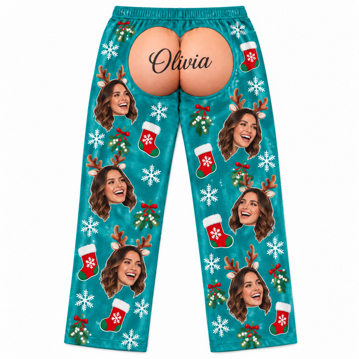 Mens Christmas Pajama Pants Red Holiday Graphic Print Lounge Bottoms