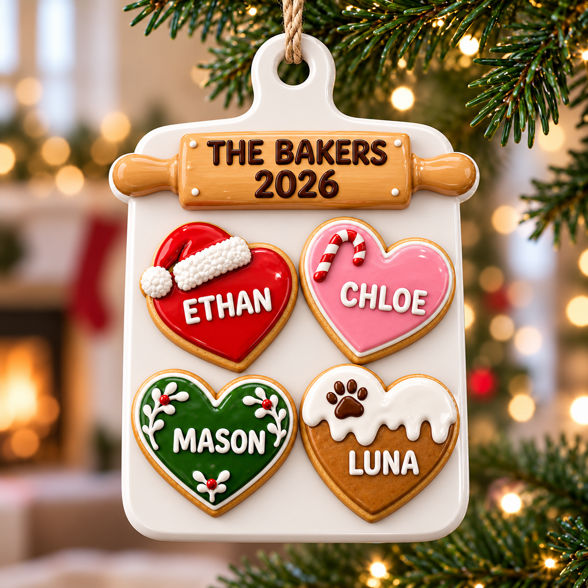White Ceramic Decorative Hanging Plaque, Shaped Holiday Tree Tag - 3D ...