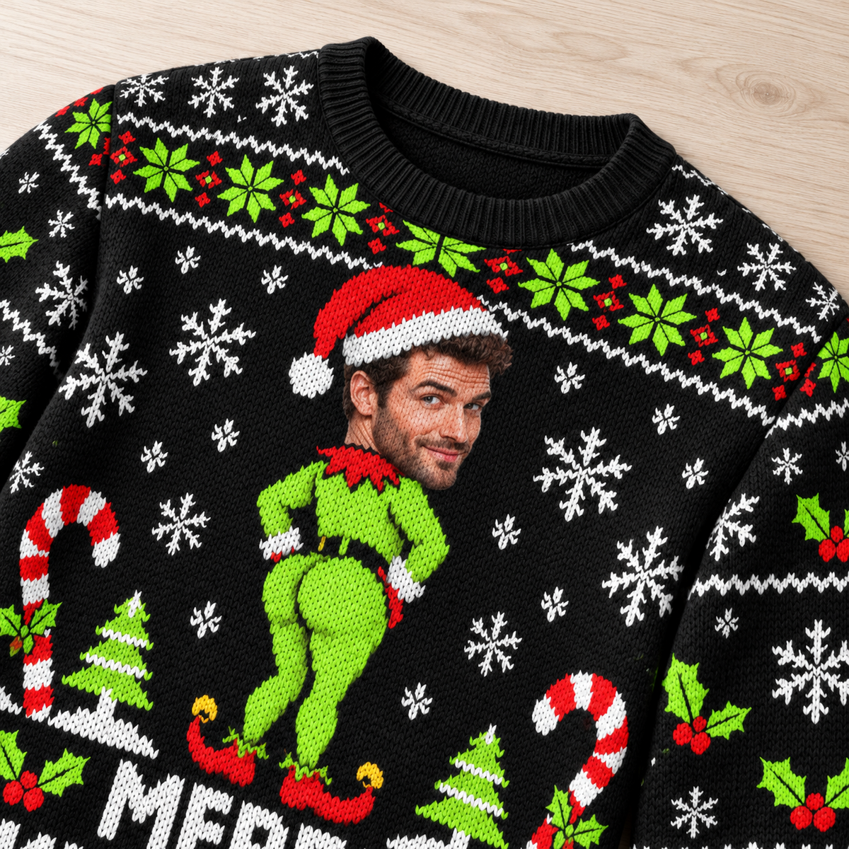 Christmas Sweater Merry Kissmyass Funny Ugly Holiday Pullover