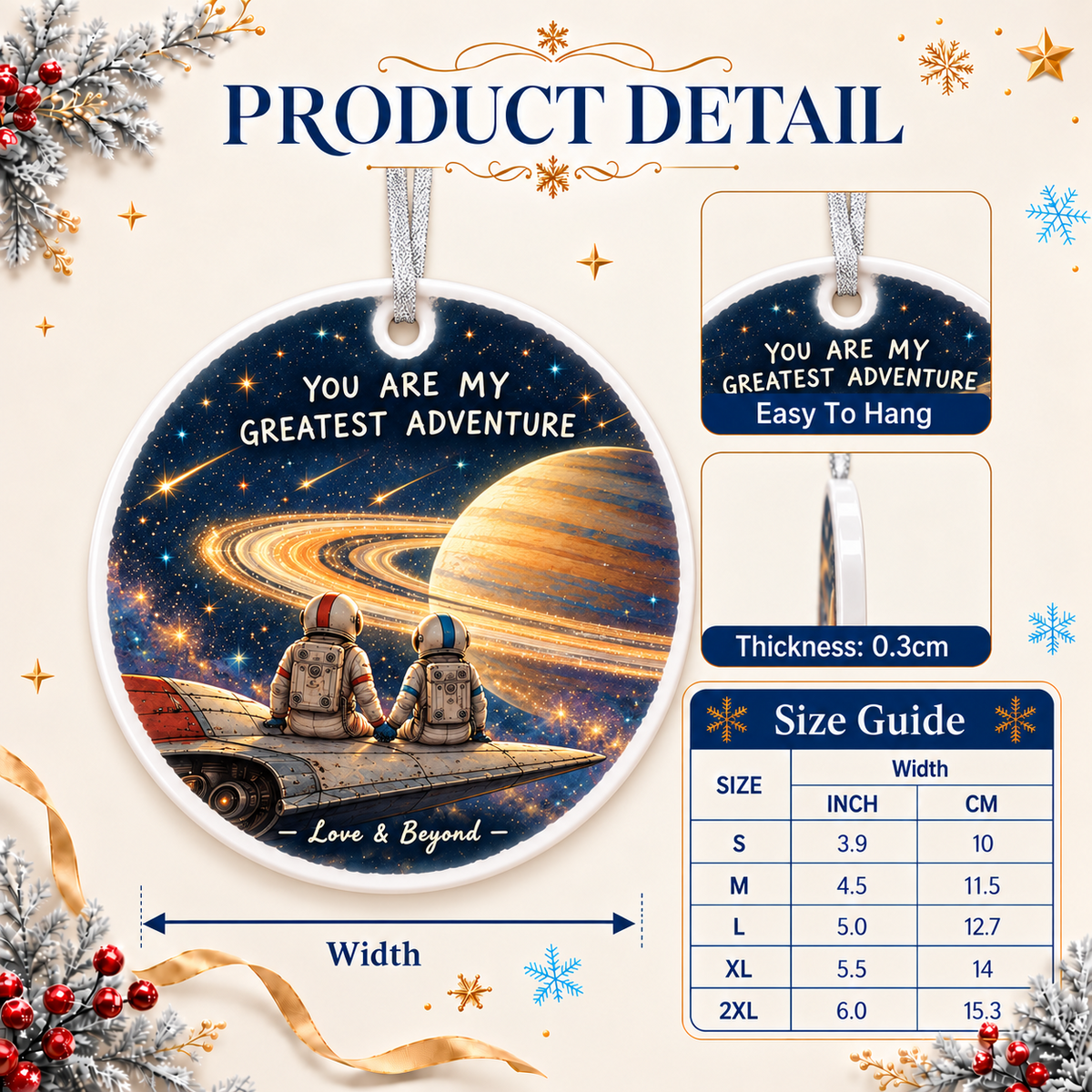 Astronaut Couple You Are My Greatest Adventure Ceramic Disc - 3D Relief Ornament