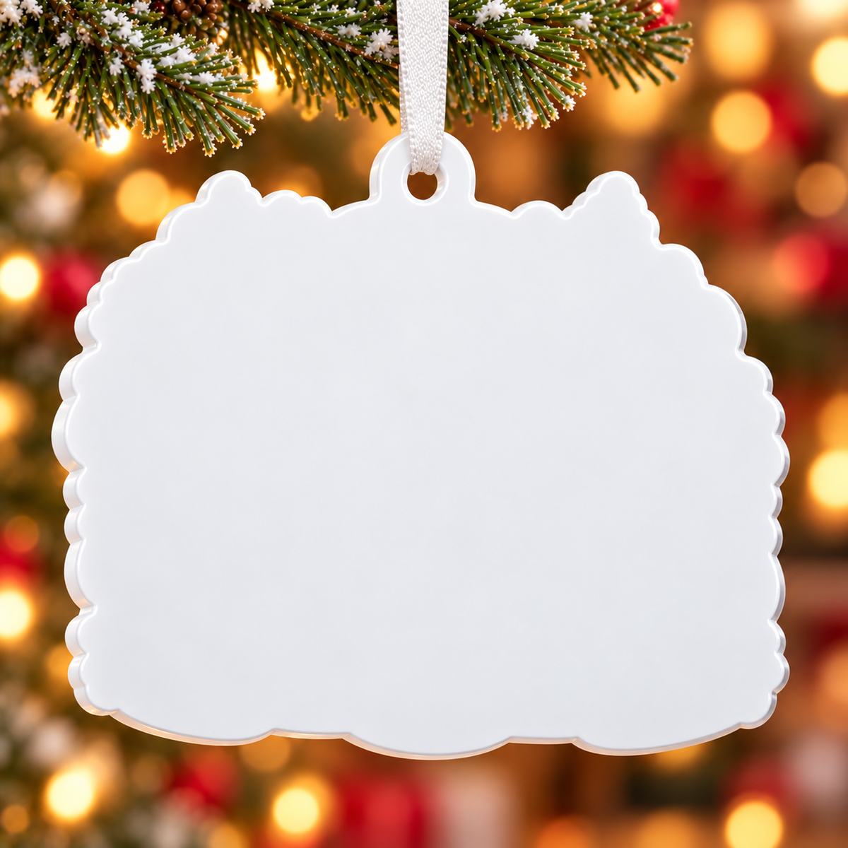Winter Yeti Family in Hot Spring Acrylic Holiday Bauble - 3D Relief Ornament