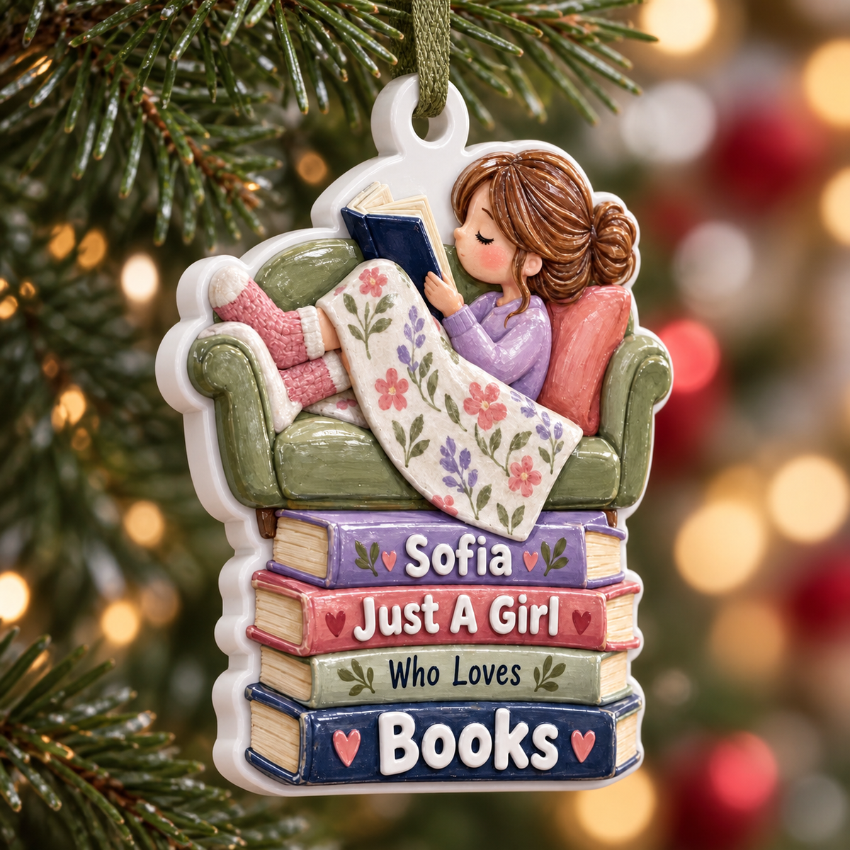 Just A Girl Who Love Books Acrylic Hanging Decor - 3D Relief Ornament