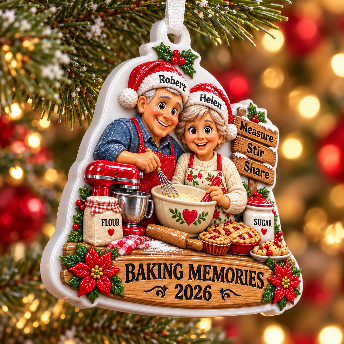 Baking Memories Grandparents Kitchen Holiday Hanging Keepsake - 3D Relief Ornament