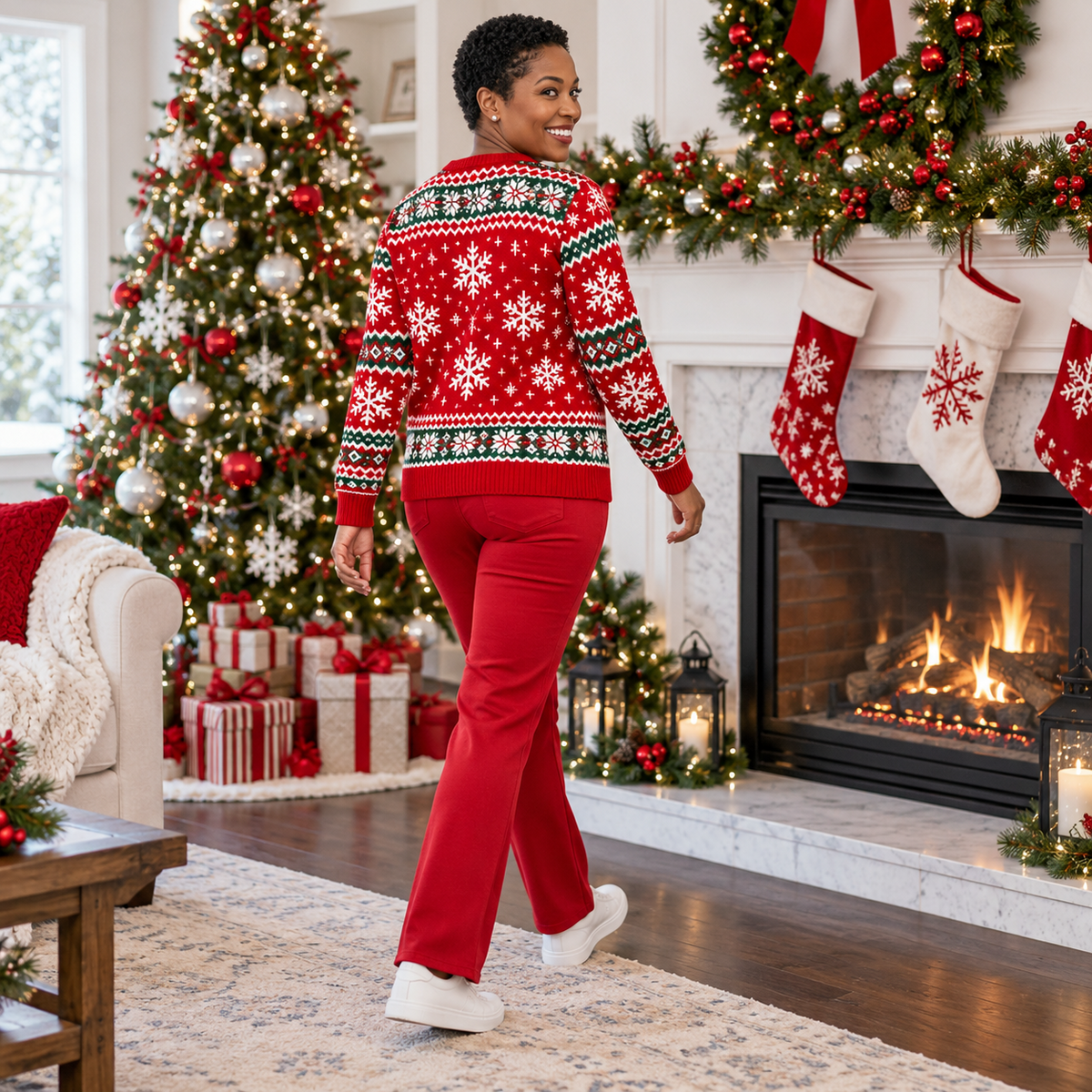 Christmas Sweatshirt Working Out At The North Pole Graphic Crewneck