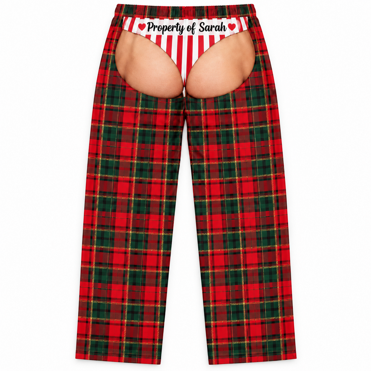 Men's Plaid Pajama Chaps Novelty Christmas Open Back Loungewear