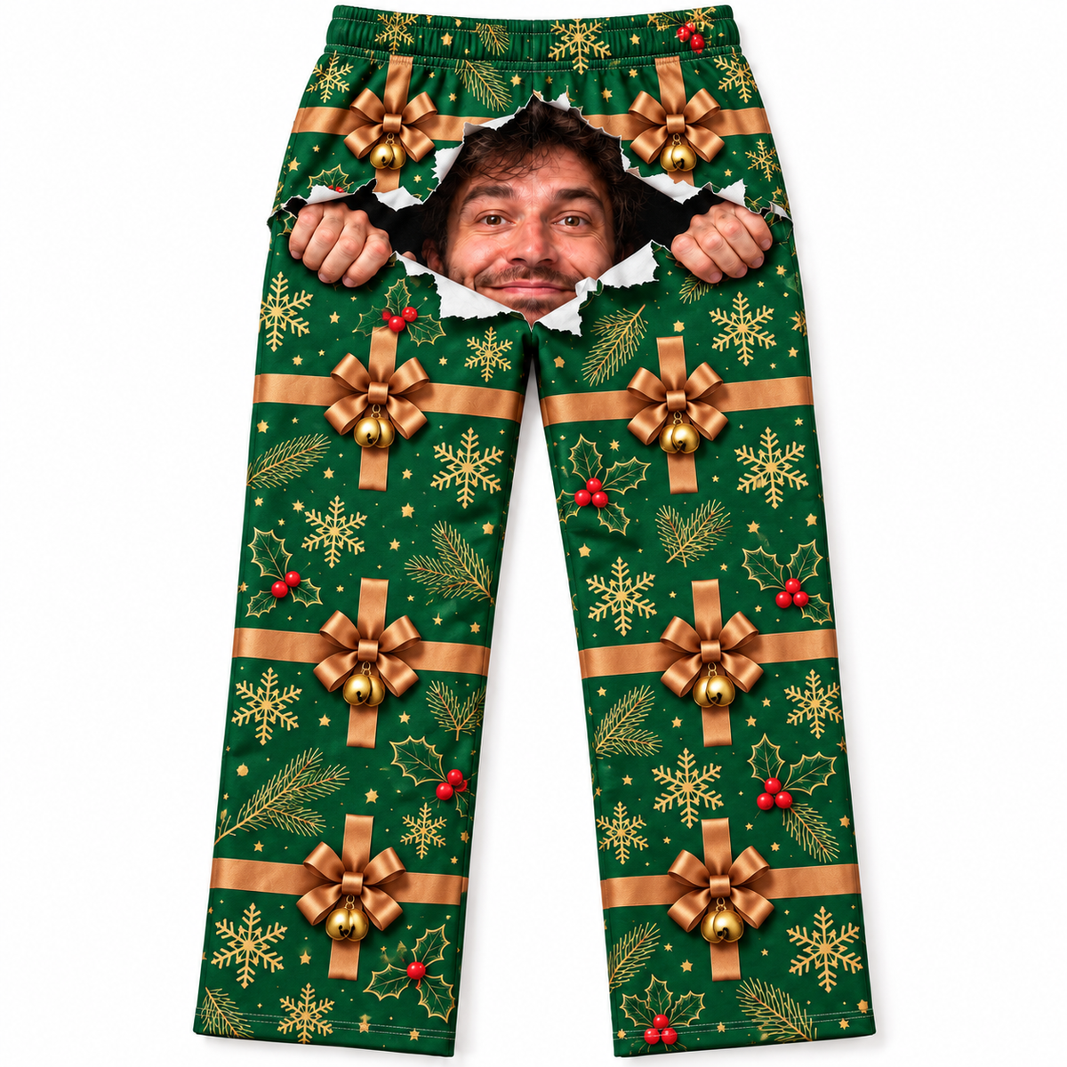 Christmas Wrapping Paper Pajama Pants Novelty Holiday Lounge Bottoms