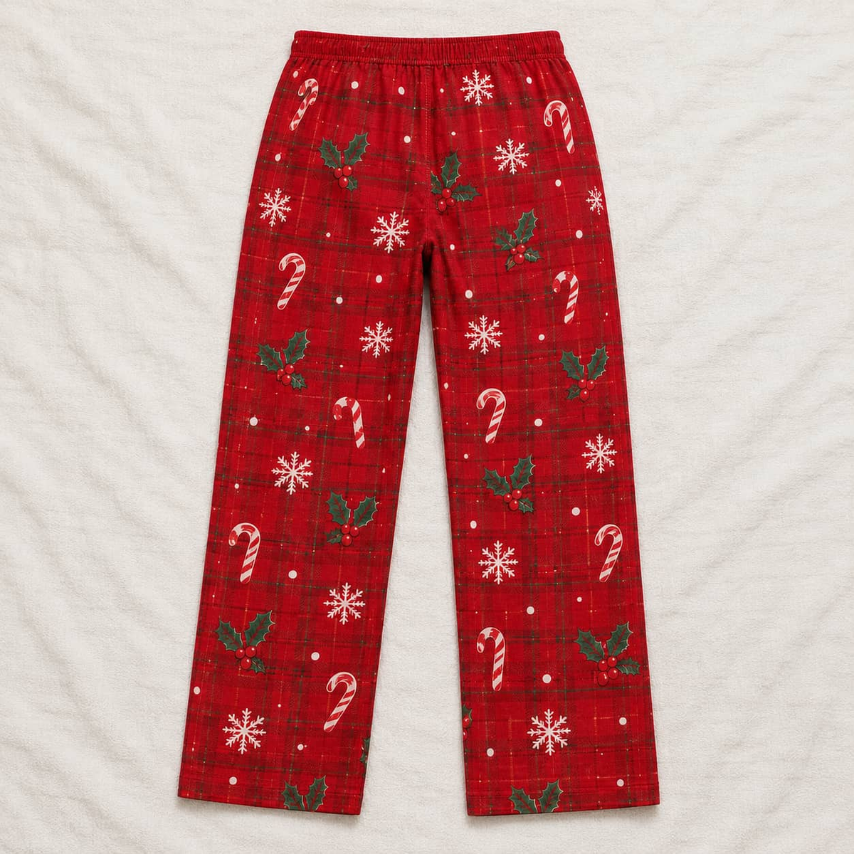 Mens Christmas Pajama Pants Red Plaid 3D Reindeer Nose Holiday Bottoms