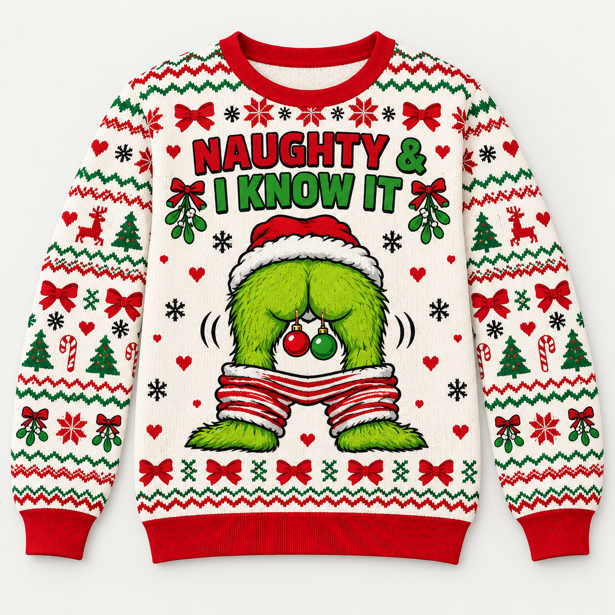Funny Christmas Sweatshirt Cheeky Jingle Bell Holiday Graphic Crewneck