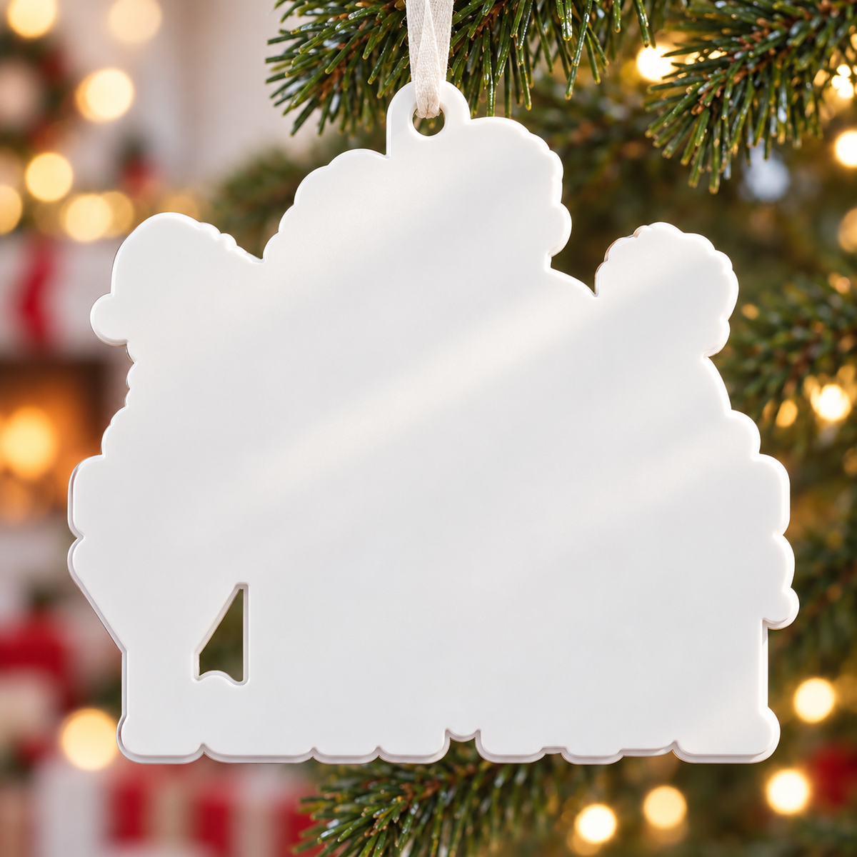 Family and Dog Christmas Tree Ornament, Acrylic Holiday Hanging Decor