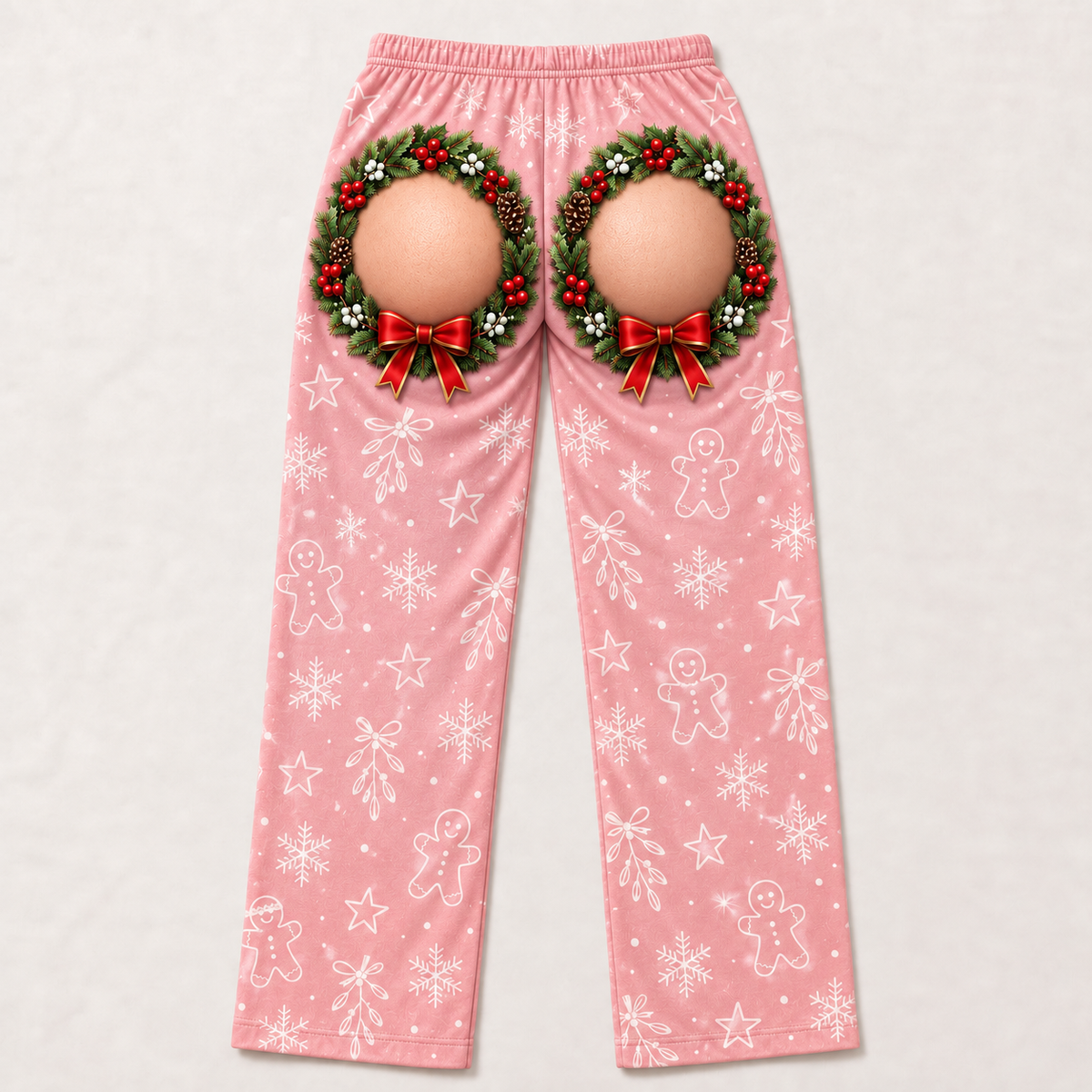 Novelty Christmas Pajama Pants Holiday Wreath Gag Print Lounge Bottoms