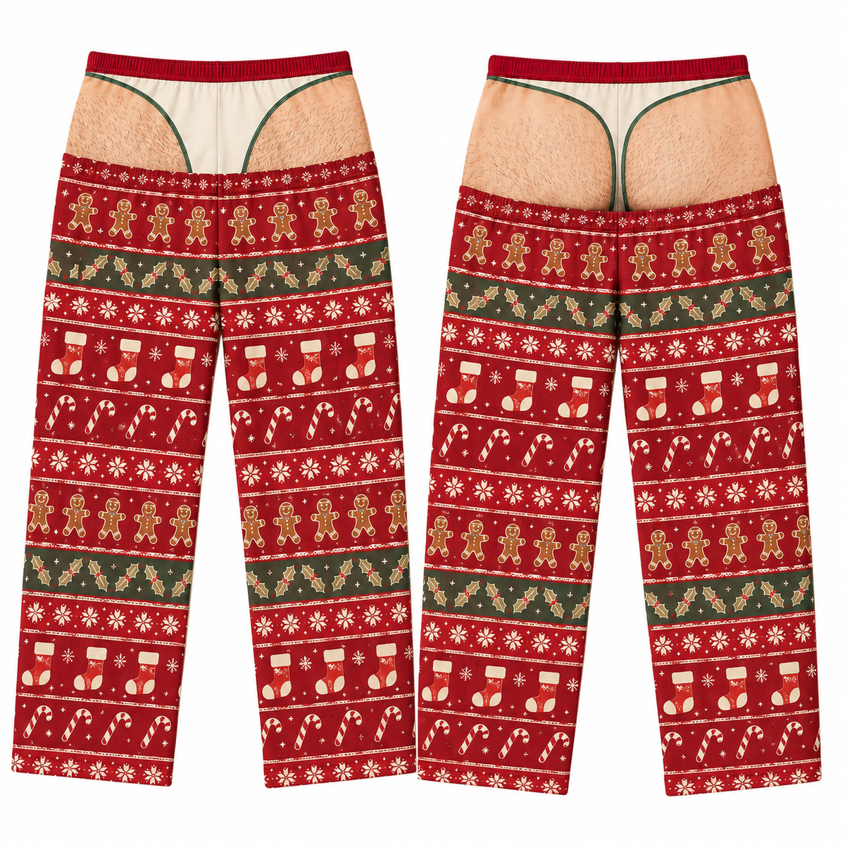 Men's Christmas Pajama Pants, Gag Underwear Print Holiday Loungewear