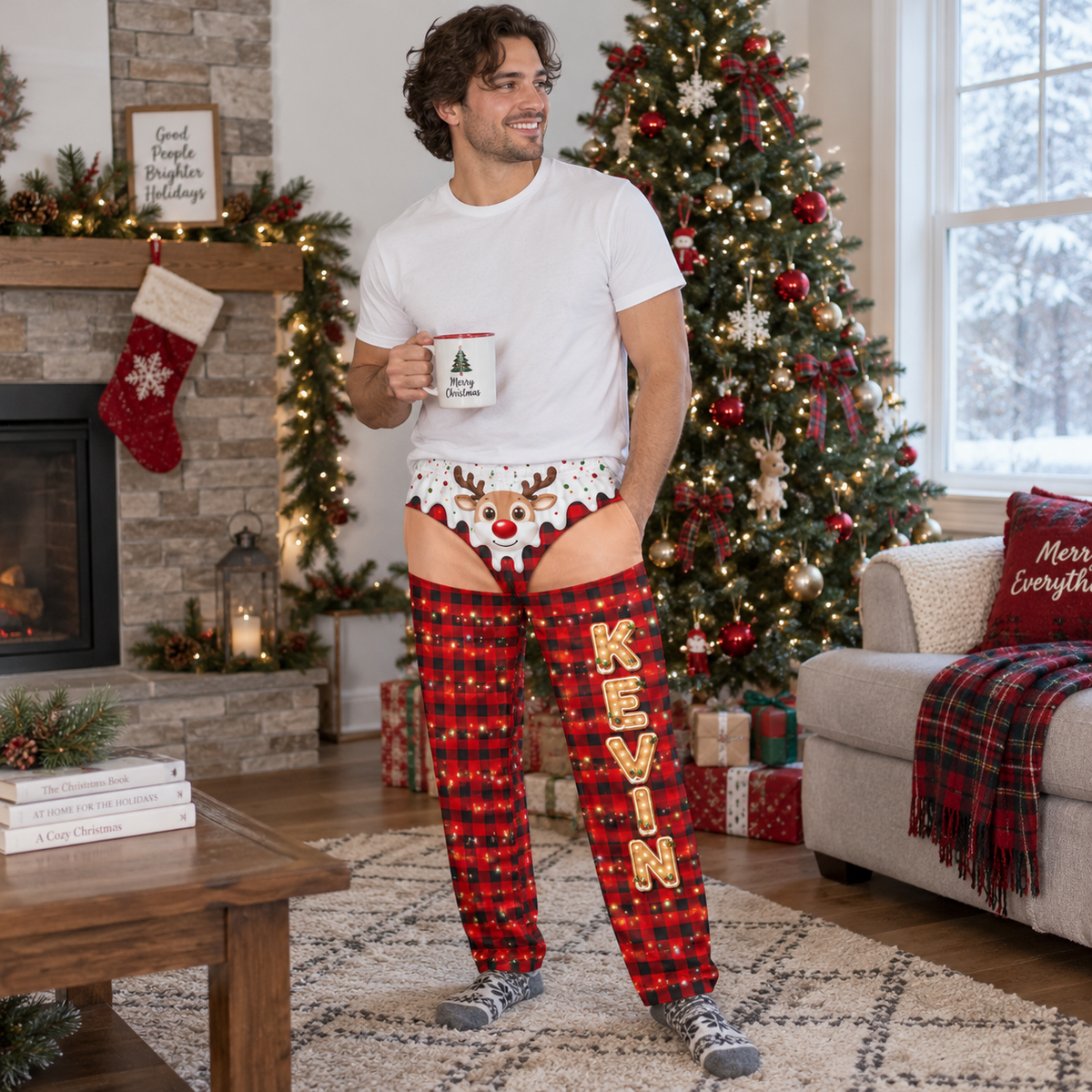 Mens Holiday Pajama Pants Novelty Christmas Printed Sleepwear