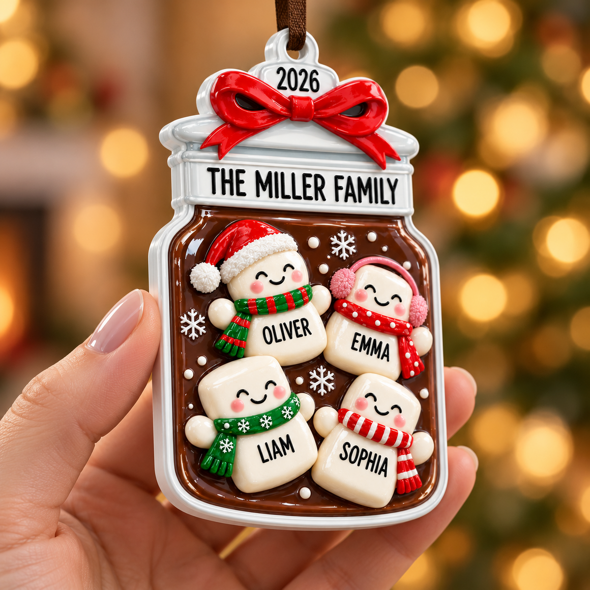 Jar Silhouette Christmas Tree Hanging Plaque, White Acrylic Winter Holiday Decor - 3D Relief Ornament